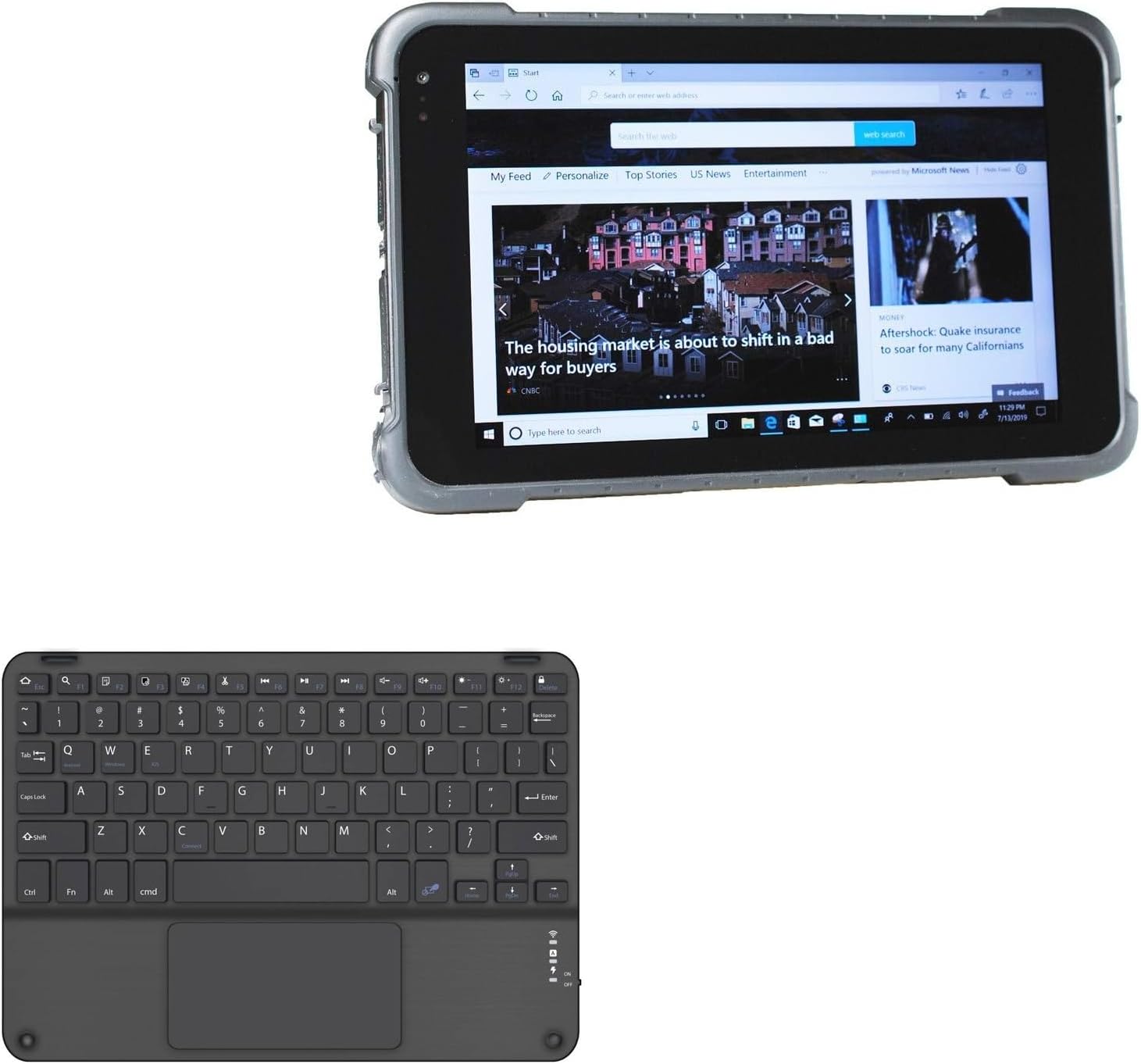 BoxWave Keyboard Compatible with Vanquisher SV-82 Rugged Tablet (8 in) - SlimKeys Bluetooth Keyboard with Trackpad, Portable Slim TouchPad - Jet Black