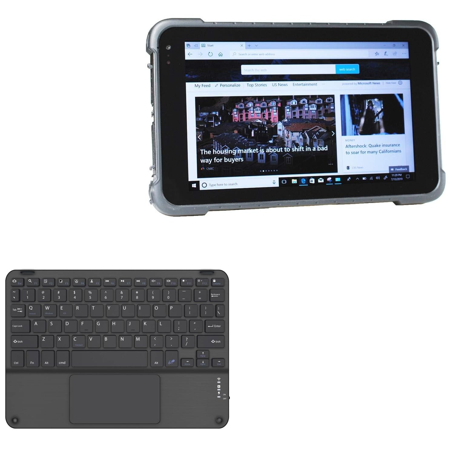 BoxWave Keyboard Compatible with Vanquisher SV-82 Rugged Tablet (8 in) - SlimKeys Bluetooth Keyboard with Trackpad, Portable Slim TouchPad - Jet Black