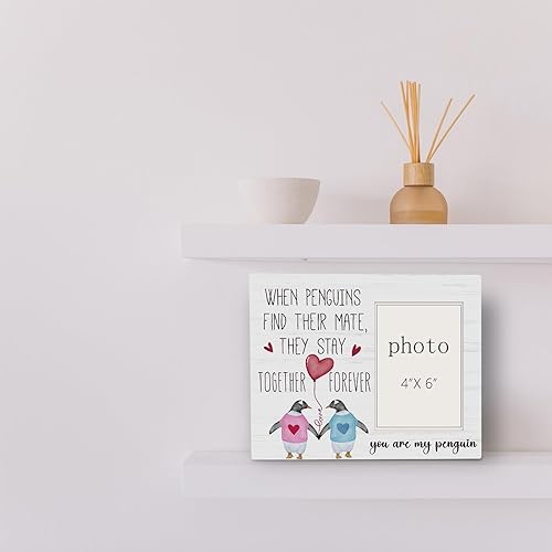 Miniatura 2 de Marco de fotos de compromiso con diseño de pingüinos When Penguins Find Their Mate They Stay Together Forever, bonitos regalos de boda