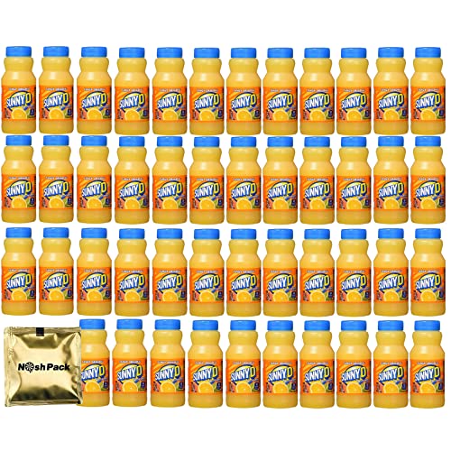 Sunny D Orange Juice Delight, Tangy Original Orange Flavored Citrus Punch Drink, 6.75 oz Fruit Juice Bottles, Individual Singles to Go Bulk Juice with Nosh Pack Mints, 48 Pack