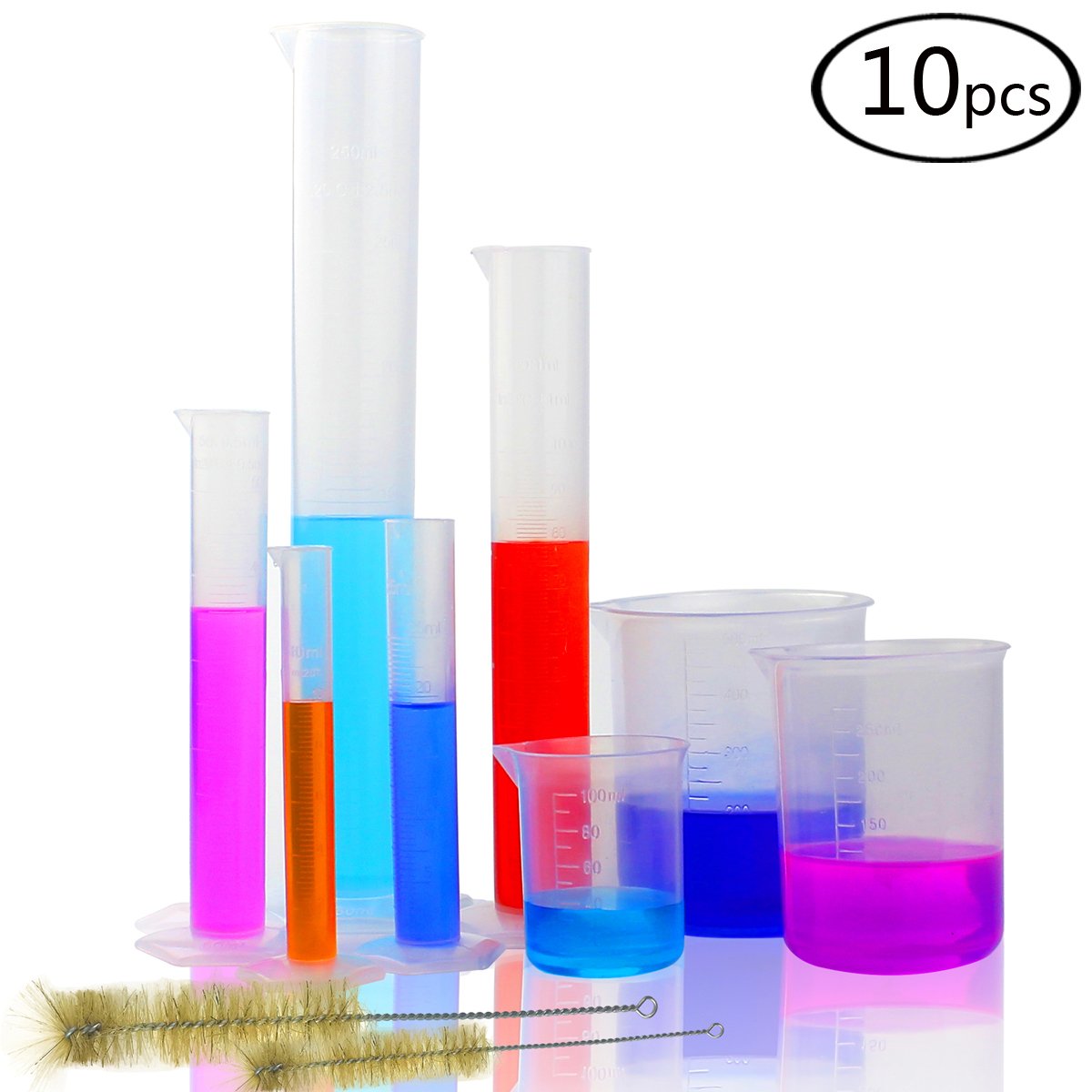 Depepe 5 Clear Plastic Graduated Cylinders Measure With 3 Plastic Beakers And 2 Test Tube Brushes Buy Online In Bangladesh At Desertcart
