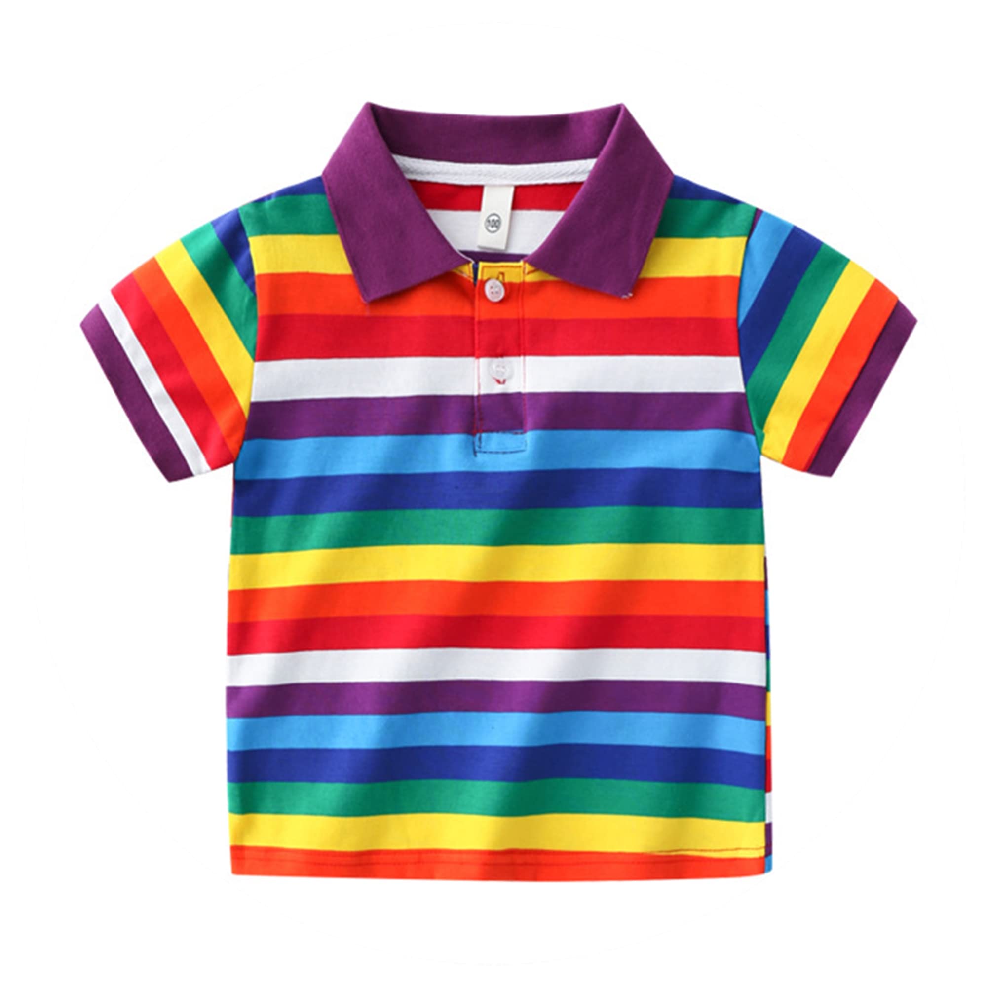 Little Boys T-Shirt Rainbow Striped O-Neck Cotton Blend Halloween Rainbow Shirt for Boys