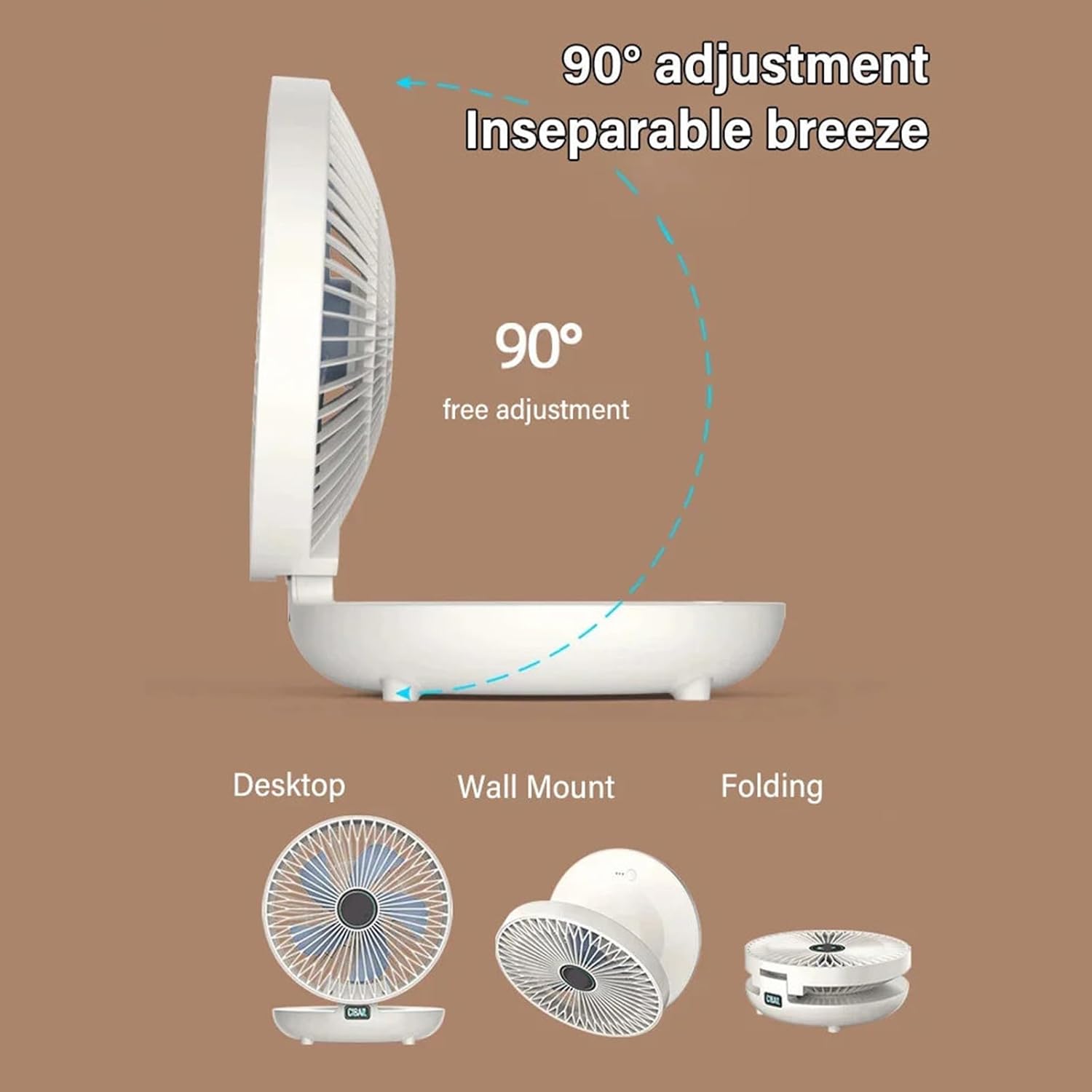 Household Dual-use Kitchen Fan, Rechargeable Battery Operated Fan, Small Desk Fan, 3 Speed, Hanging Hook, 90° Adjustable Usb Portable Table Fan for Travel Camping Home Office (Gray-Remote Control)