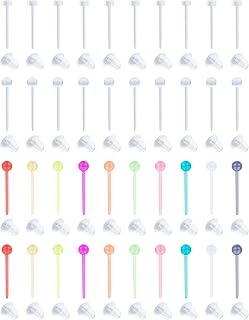 Clear Nose Studs Clear Nose Rings for Work Clear Earrings for Sports Clear Piercing Jewelry Plastic Nose Rings for Surgery Septum Retainer Plastic Belly Button Rings Plastic Tongue Rings