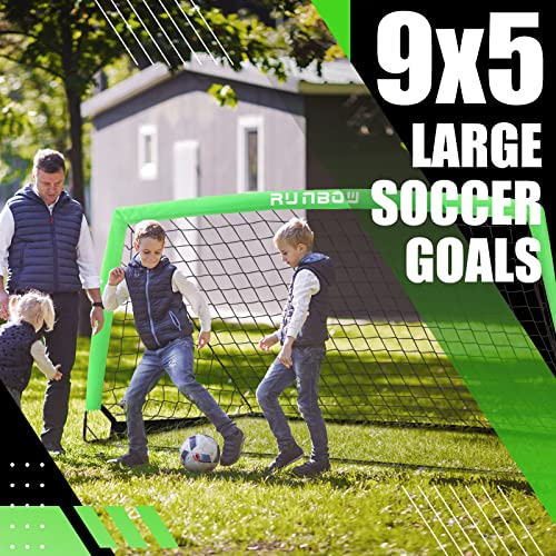 Runbow 9X5 Ft Portable Kids Soccer Goal For Backyard Adult Junior Large Practice Soccer Net With Carry Bag (9X5Ft, Green, 1 Pack) #TOP5