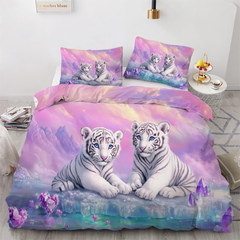 Housse de couette 200x200 tigre en microfibre de qualité supérieure pour lit adulte