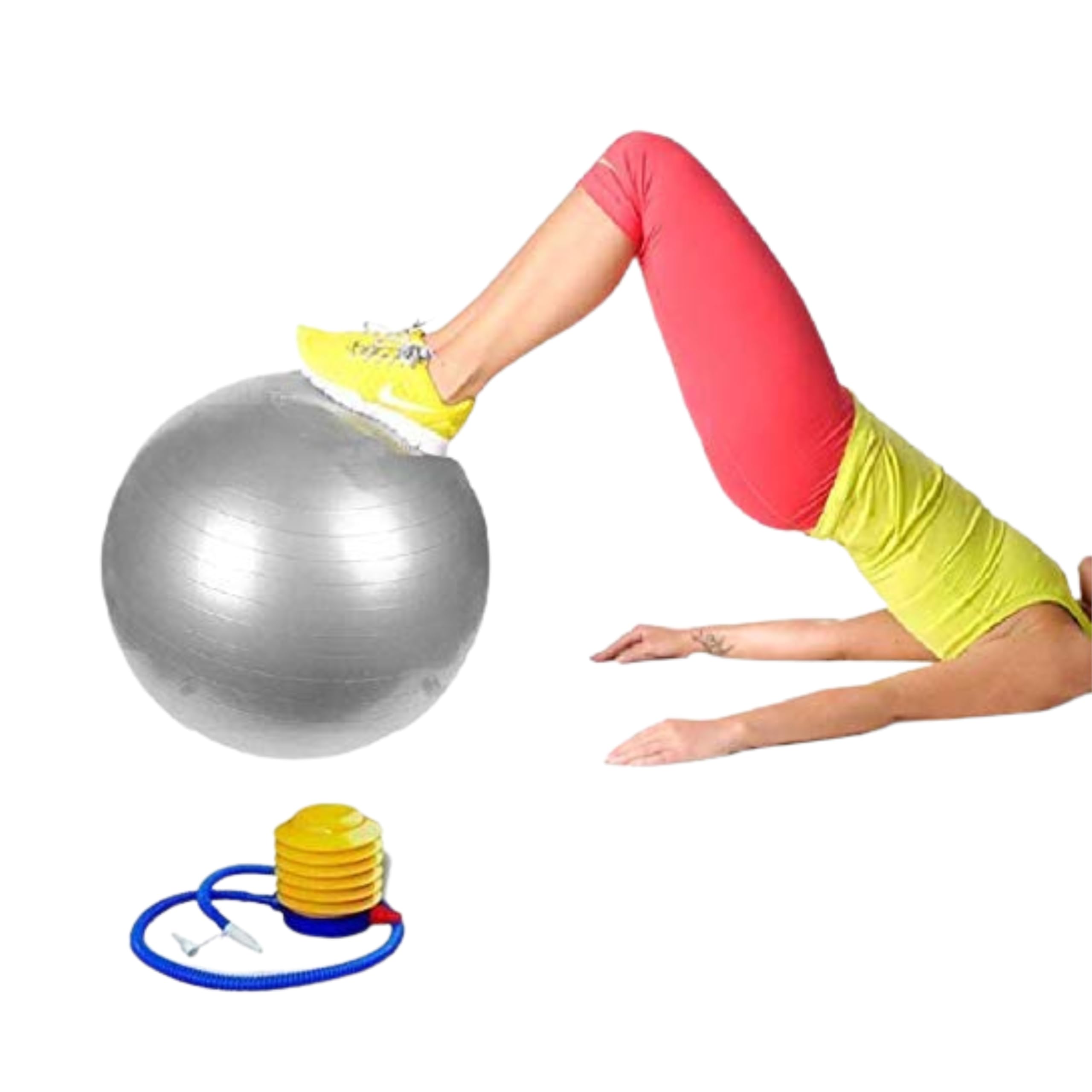 Exercise Ball | Professional Series Stability Ball with Free Air Pump | Improved Posture, Balance, Yoga, Pilates, Core Strength | Size - 55, 65, 75, 85 CM (Silver, 75.CM)-image-37
