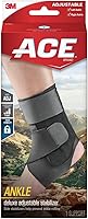 ACE Deluxe Adjustable Ankle Stabilizer Brace with Reinforced Stabilizers - Black, Custom Support for Sports