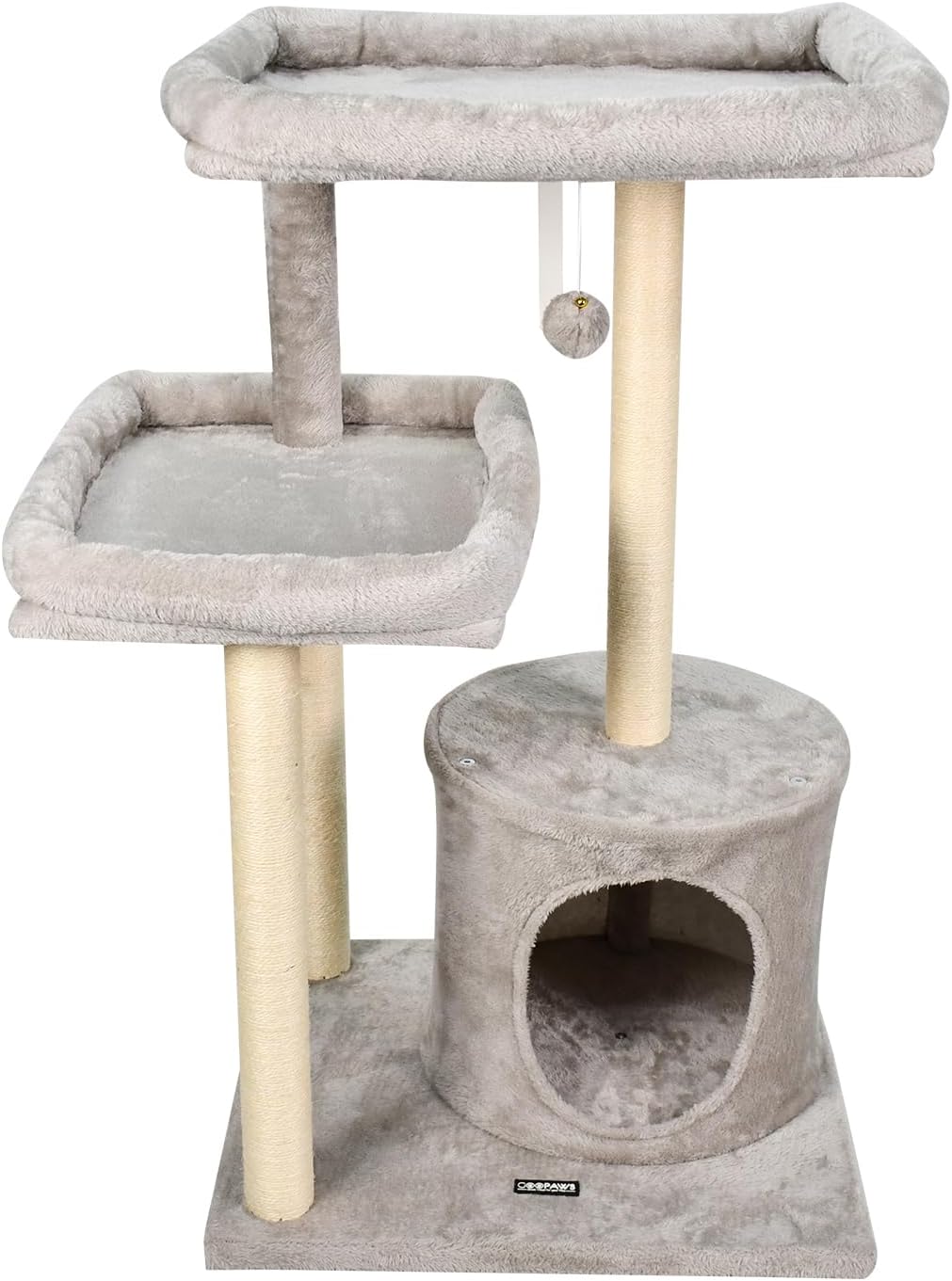 38-in Heavy-Duty Cat Tree for Large Cats, Multi-Level Tower with Sisal Scratching Posts, Plush Perch, Hammock & Condo Anti-Tip Design
