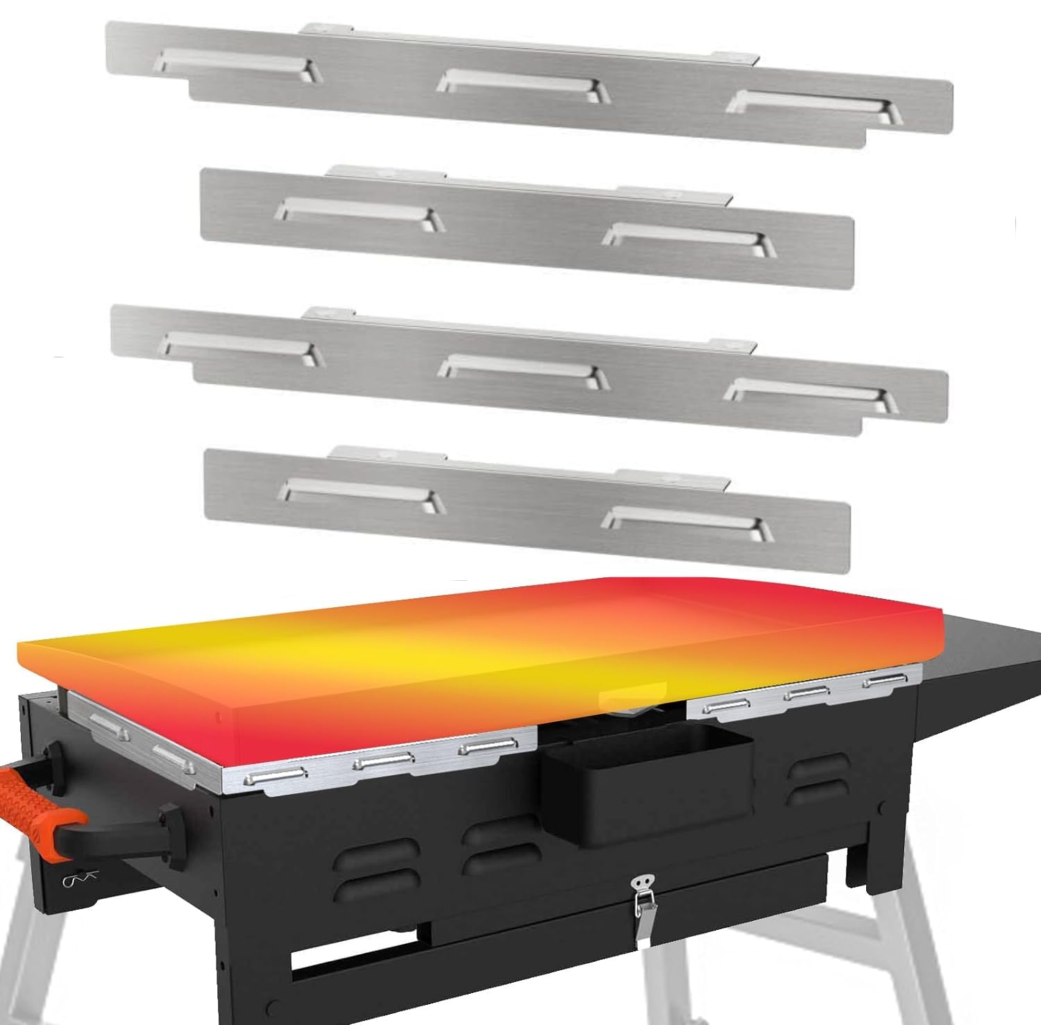 FANS·JYWind Guards for Blackstone 28 inch Griddle, Blackstone Grill Accessories, Magnetic Wind Screens Protect Flame Hold Heat, Compatible with Rear Grease Cup Hood Side Shelf, JY-36