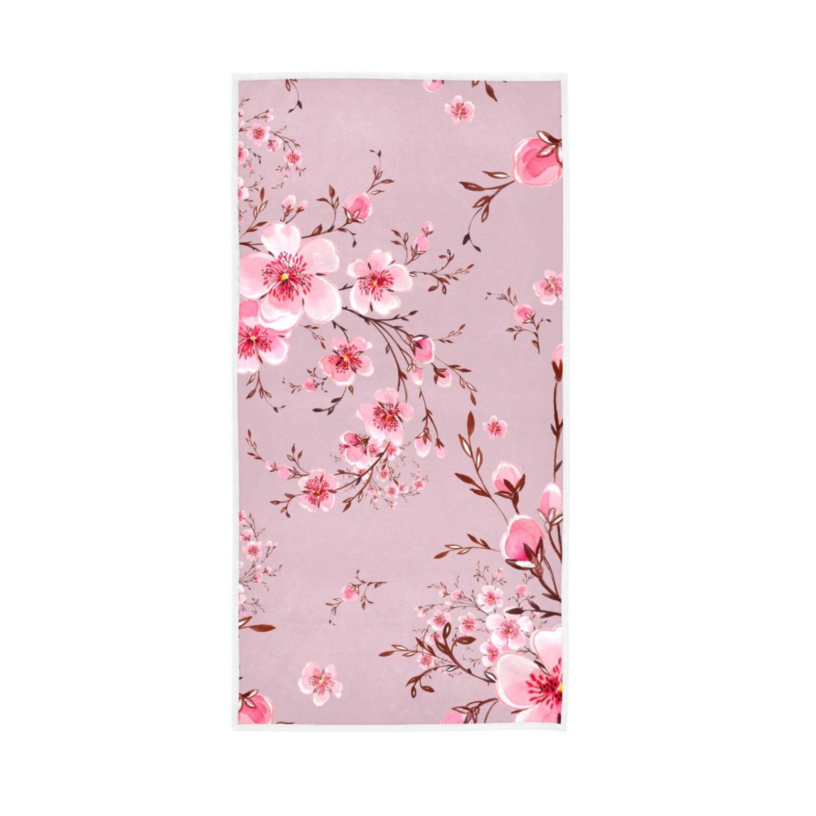 HUYGD Pink Floral Cherry Blossom Hand Towels, 15 x 30 Inches Absorbent Hand Towel, Spa Towels for Facials Home Spa Towels