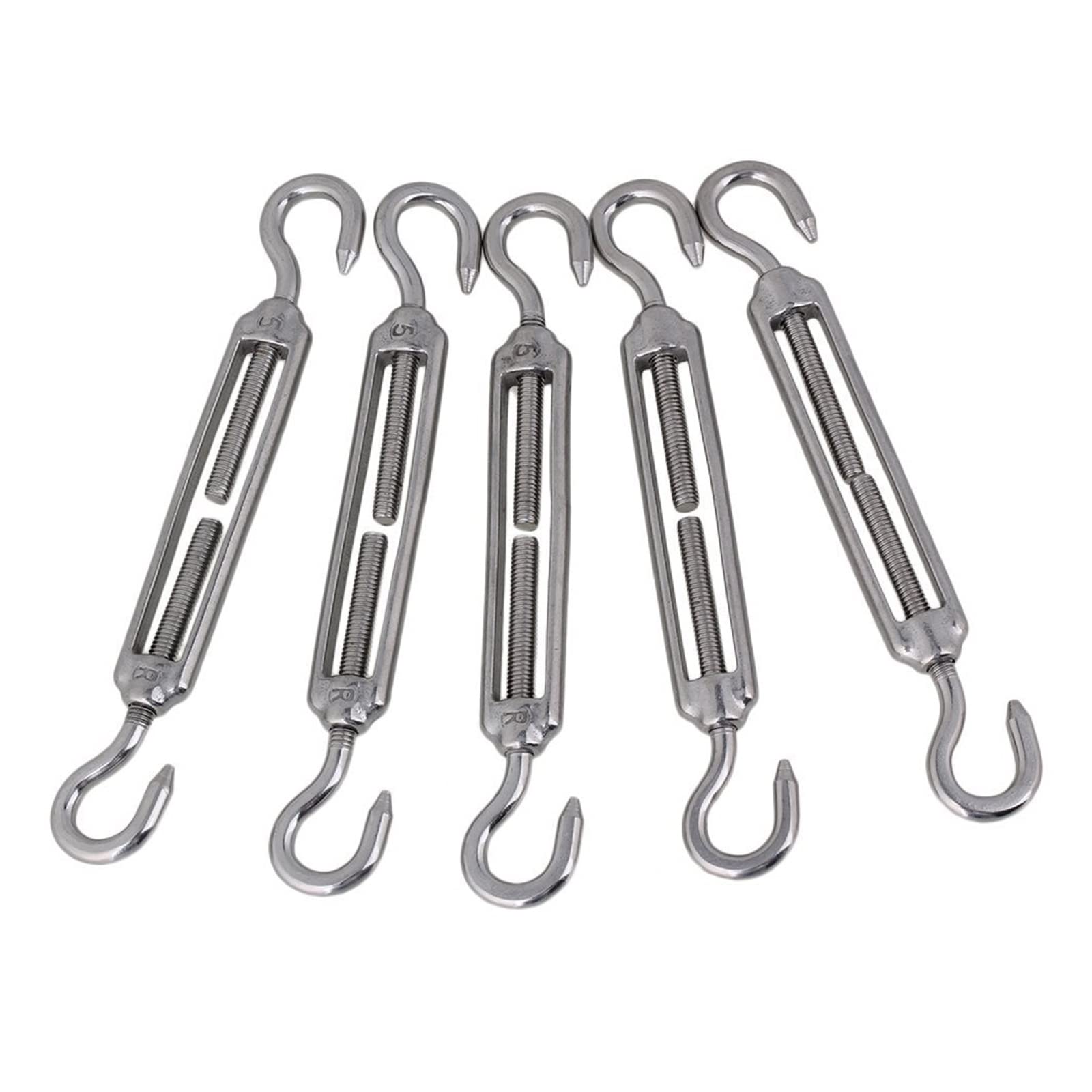 Tenditori in Acciaio Inox, 5 Pezzi Gancio in Acciaio Inossidabile 304; Gancio Senza tenditore