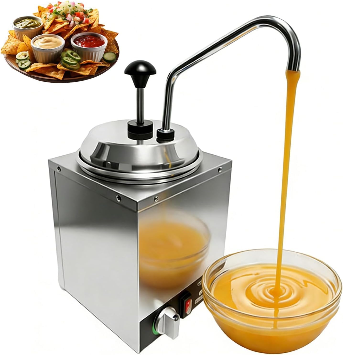 Nacho - Dispenser per salse al formaggio, capacità 2 l, temperatura regolabile da 30 a 85 °C, ideale per uso commerciale, perfetto per servire fondente caldo e salsa di formaggio