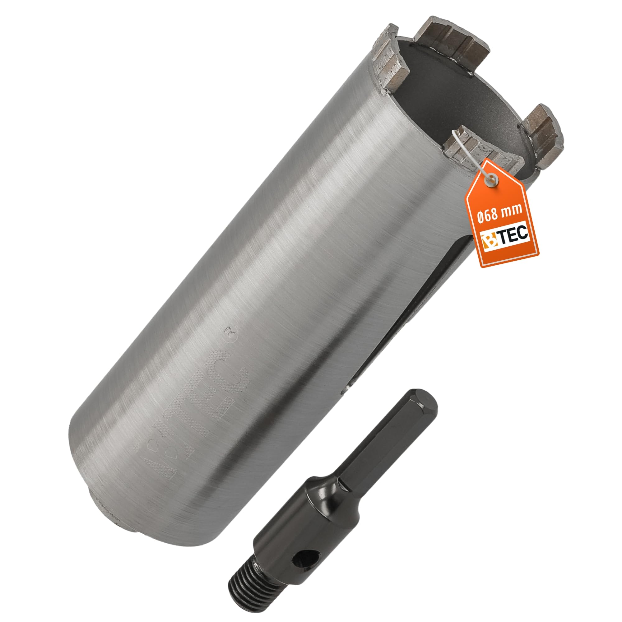 Corona de perforación de diamante hexagonal, longitud útil 180 mm, diámetro 68 mm, corona de hormigón