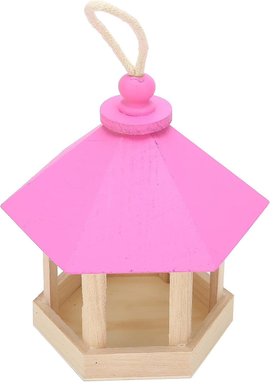 Pinsofy Comedero para Pájaros, Forma De Casa Hexagonal Duradera para Pajarera De Madera para Decoración De Jardín para Interiores