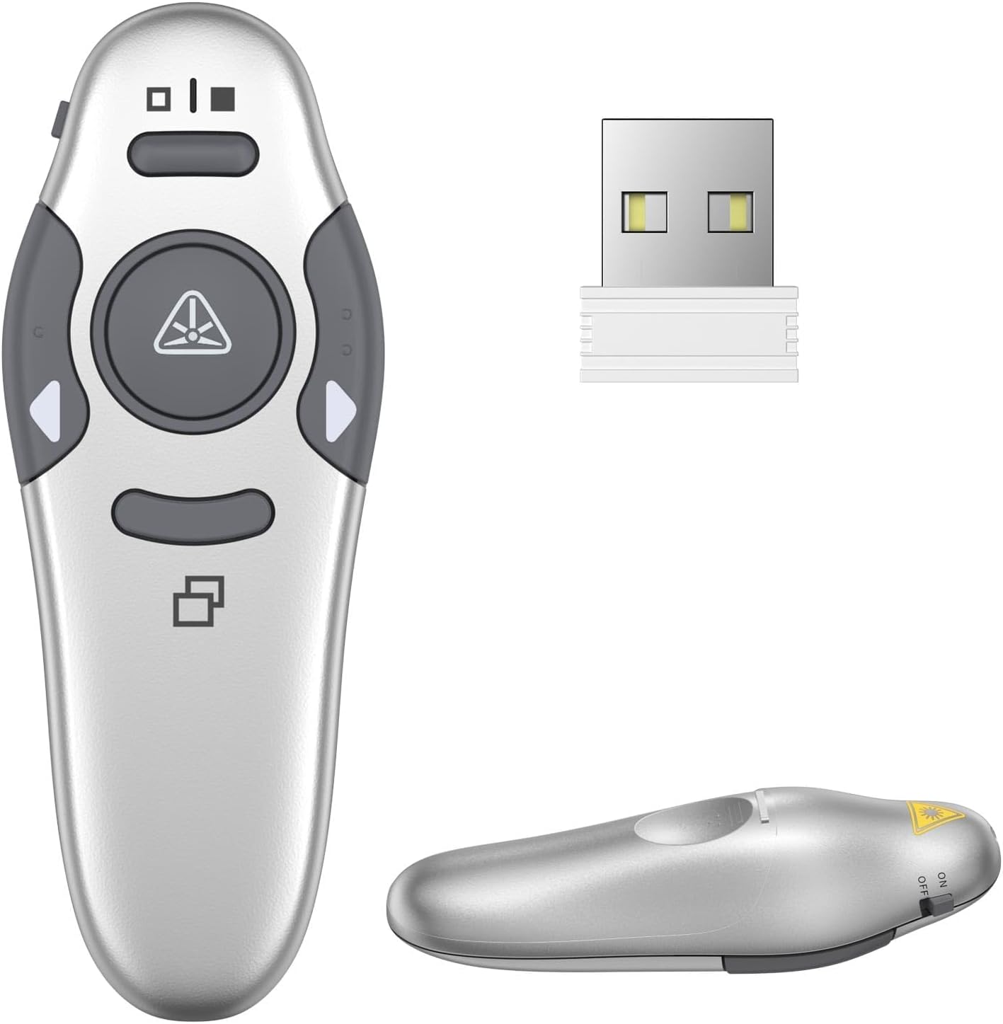 QUI Presentation Clicker Wireless Presenter Remote, Silver, A