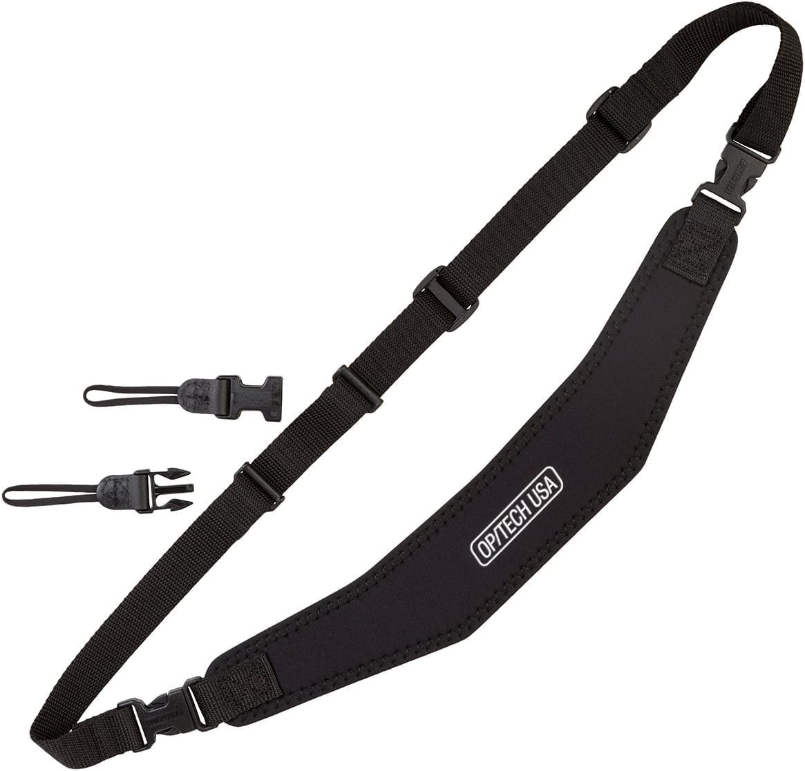 OP/TECH USA Utility Strap – Sling with Uni-Loop Connectors | Padded Camera Strap with Quick Release for DSLR, Binoculars, Polaroid & Film Cameras – Lightweight, Vintage Style – Black - Made in USA