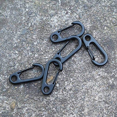 Mini Hanging Buckle, Uning Pack of 20Pcs Metal Spring Backpack Clasps Carabiners Hook EDC Keychain Fishing Camping Bottle Hooks Paracord Tactical Survival Gear (Black) - Image 8
