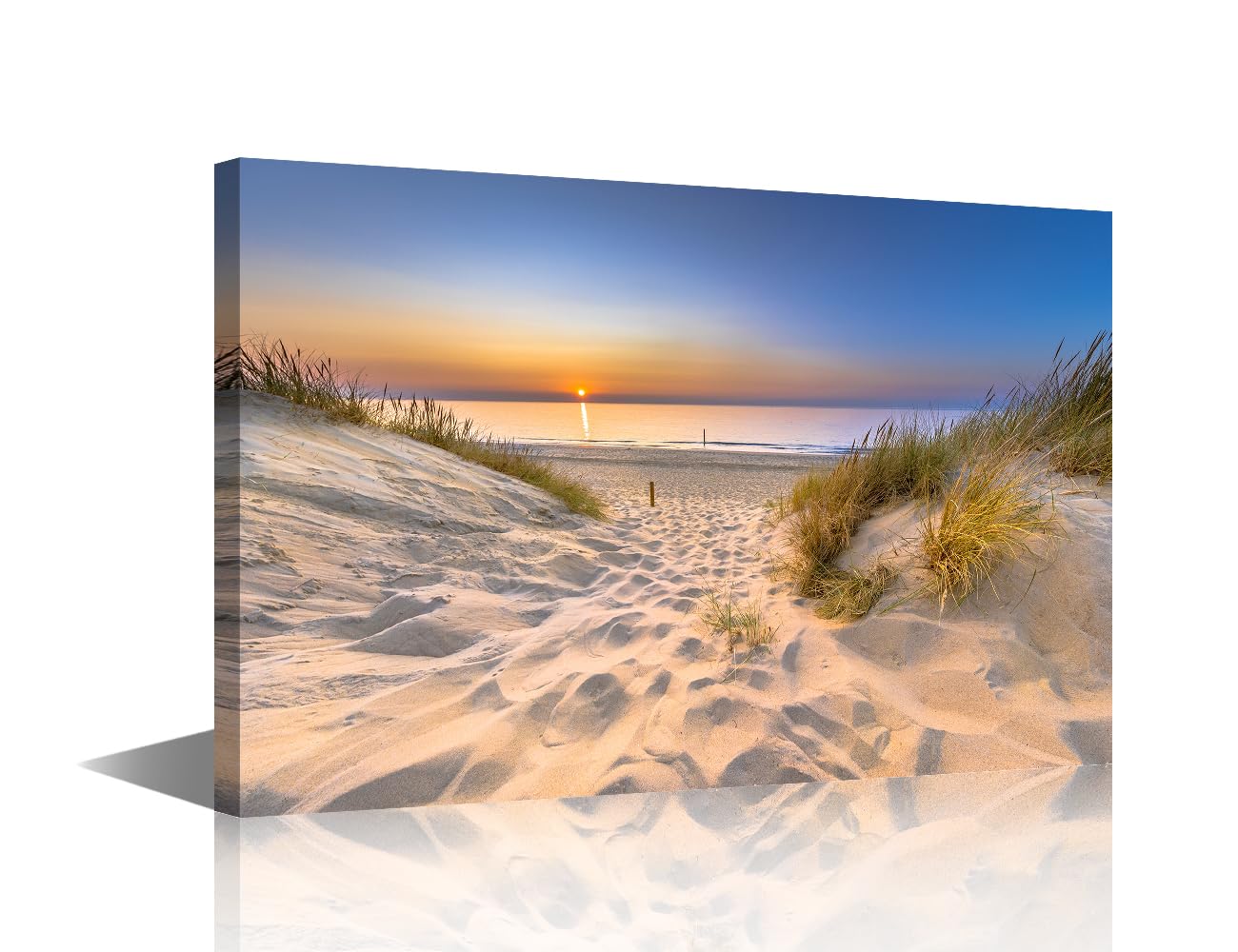 TISHIRON Dune Wall Art Seascape Pictures Print On Canvas Beach Scene Modern Artwork Sea Horizon Wall Art for Living Room Office Posters and Prints Framed Ready to Hang