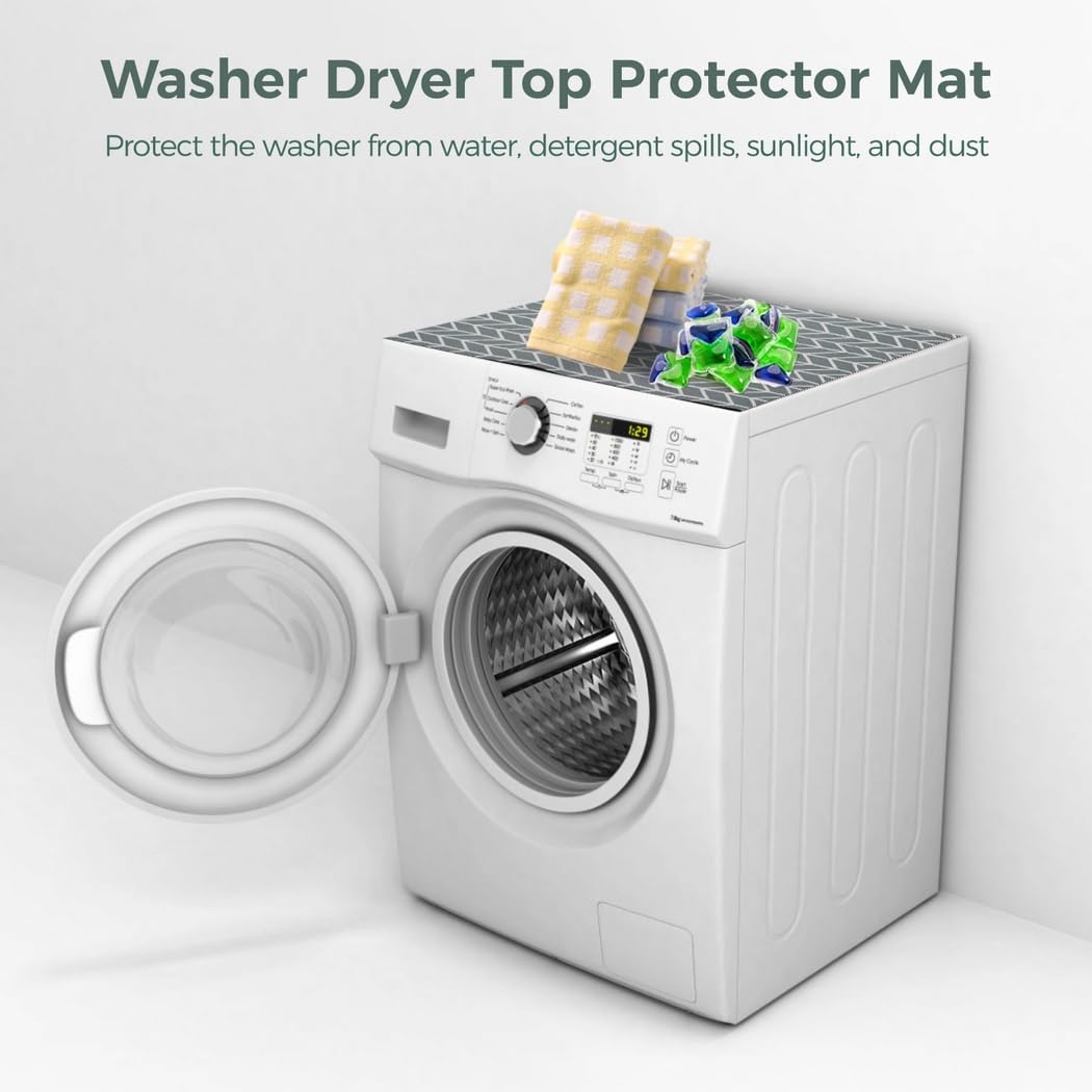Lot de 2 housses pour lave-linge et sèche-linge en diatomite - 65,6 x 60,9 cm - Antidérapants et absorbants - Anti-poussière - Anti-rayures - Pour machine à laver