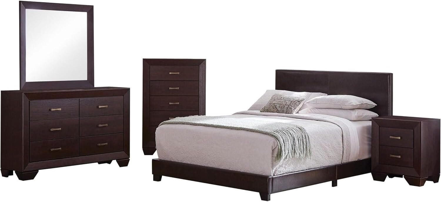HomeStock Global Glam 5-Piece Bedroom Set Brown and Dark Cocoa