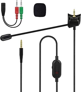 QC35マイク 3.5mmヘッドフォンスプリッター付き Bose QuietComfort 35 QC35 IIヘッドフォン対応 ブームマイクケーブル ミュートとボリュームコントロール付き PS4、PS5、Xbox Oneコントローラー、6フィート