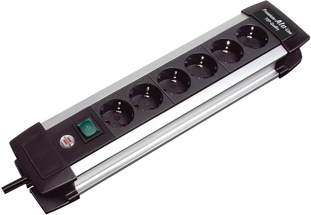 Brennenstuhl Premium-Alu-Line, Steckdosenleiste 8-Fach - Mehrfachsteckdose aus hochwertigem Aluminium (mit Schalter und 3m Kabel, Made in Germany)