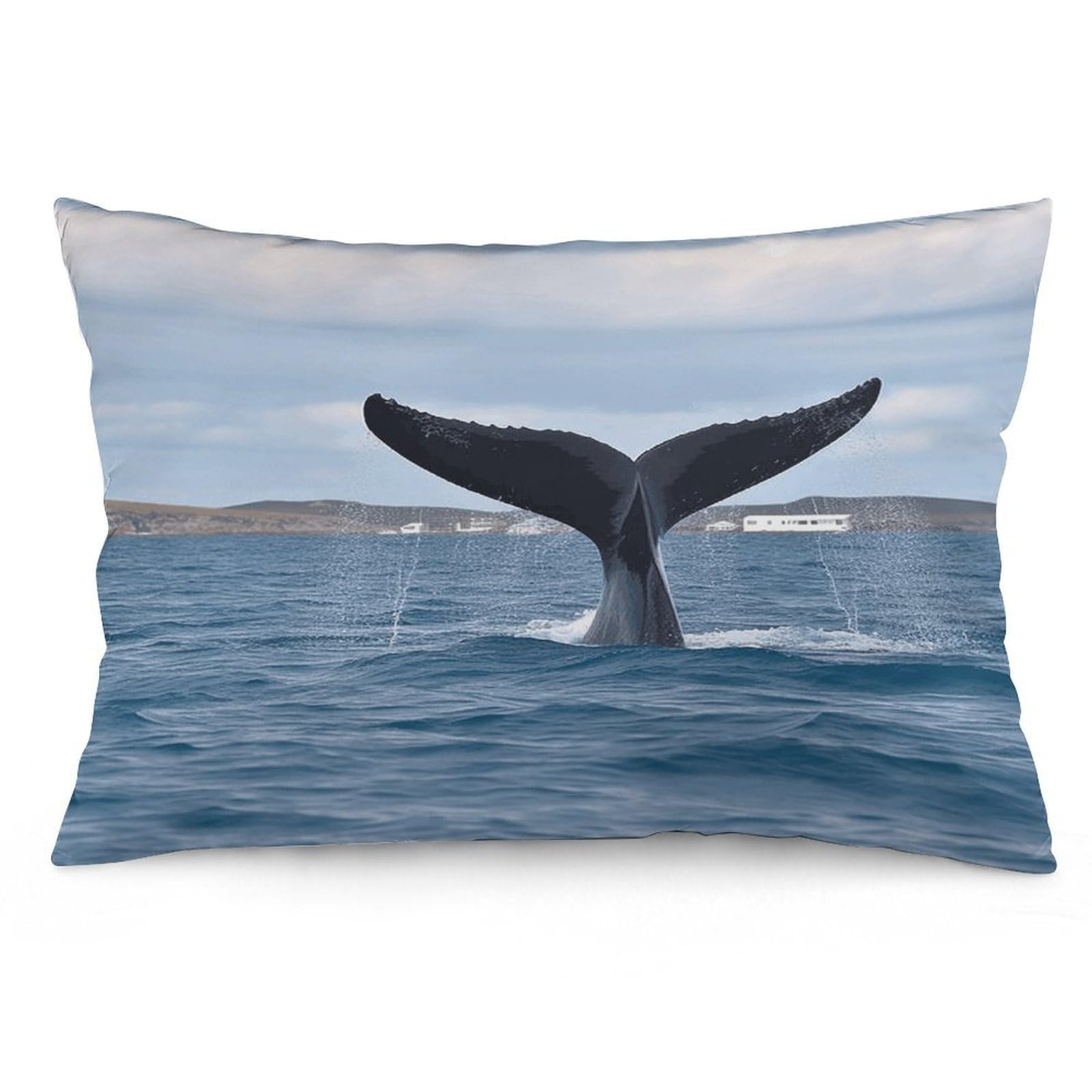 Whale Tail Throw Pillow Cover Soft Lumbar Pillow Covers with Zipper Breathable Rectangular Cushion Case Polyester Pillow Case Decorative Body Pillow Cover for Couch Bed
