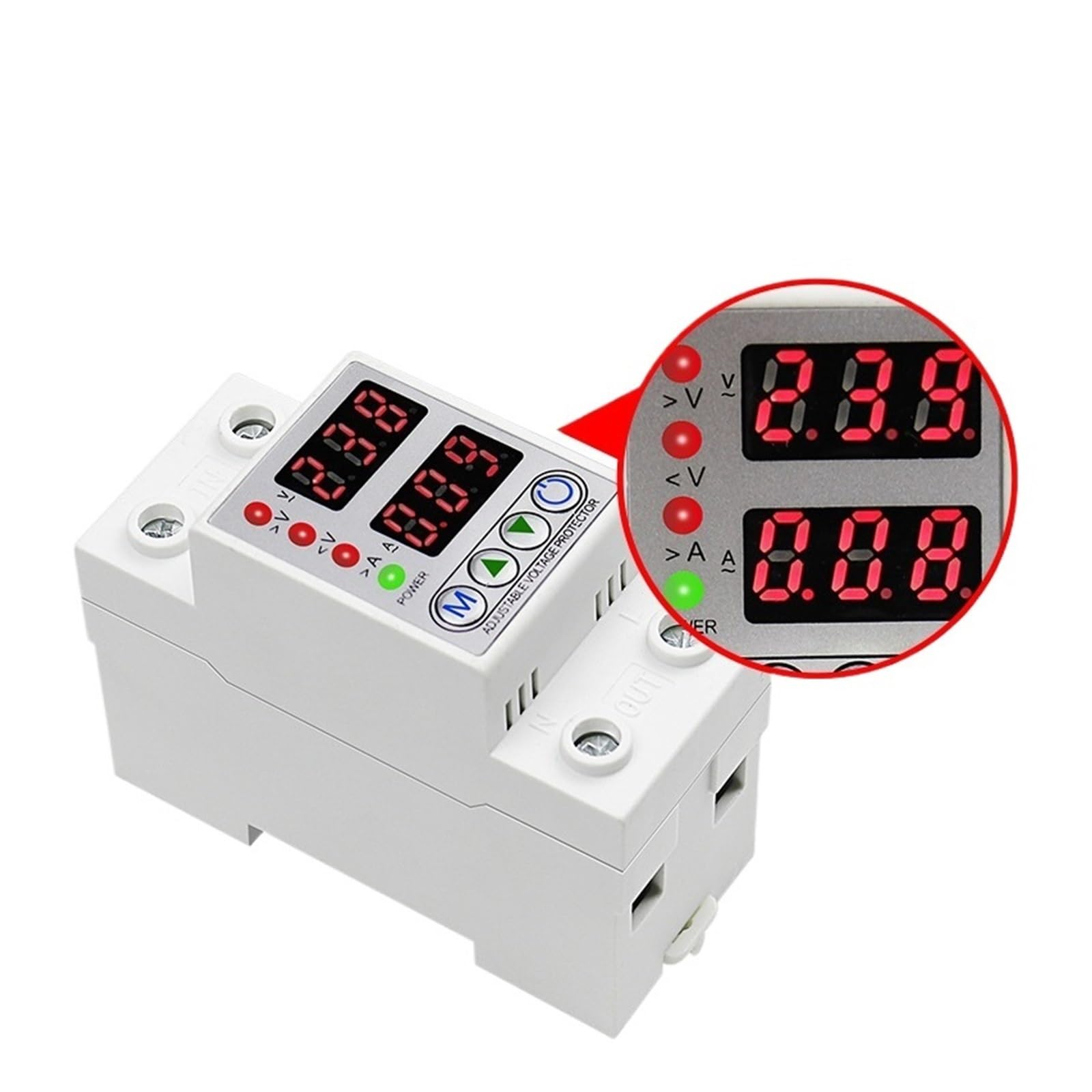 MCB 40/63A 220V Display Din Rail Adjustable Over and Under Voltage Protective Device Protector Relay Over Current Protection(1-63A)