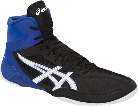 ASICS Men's Dan Gable Evo Wrestling Shoe 6.5 DM US, 002Black/White/Royal