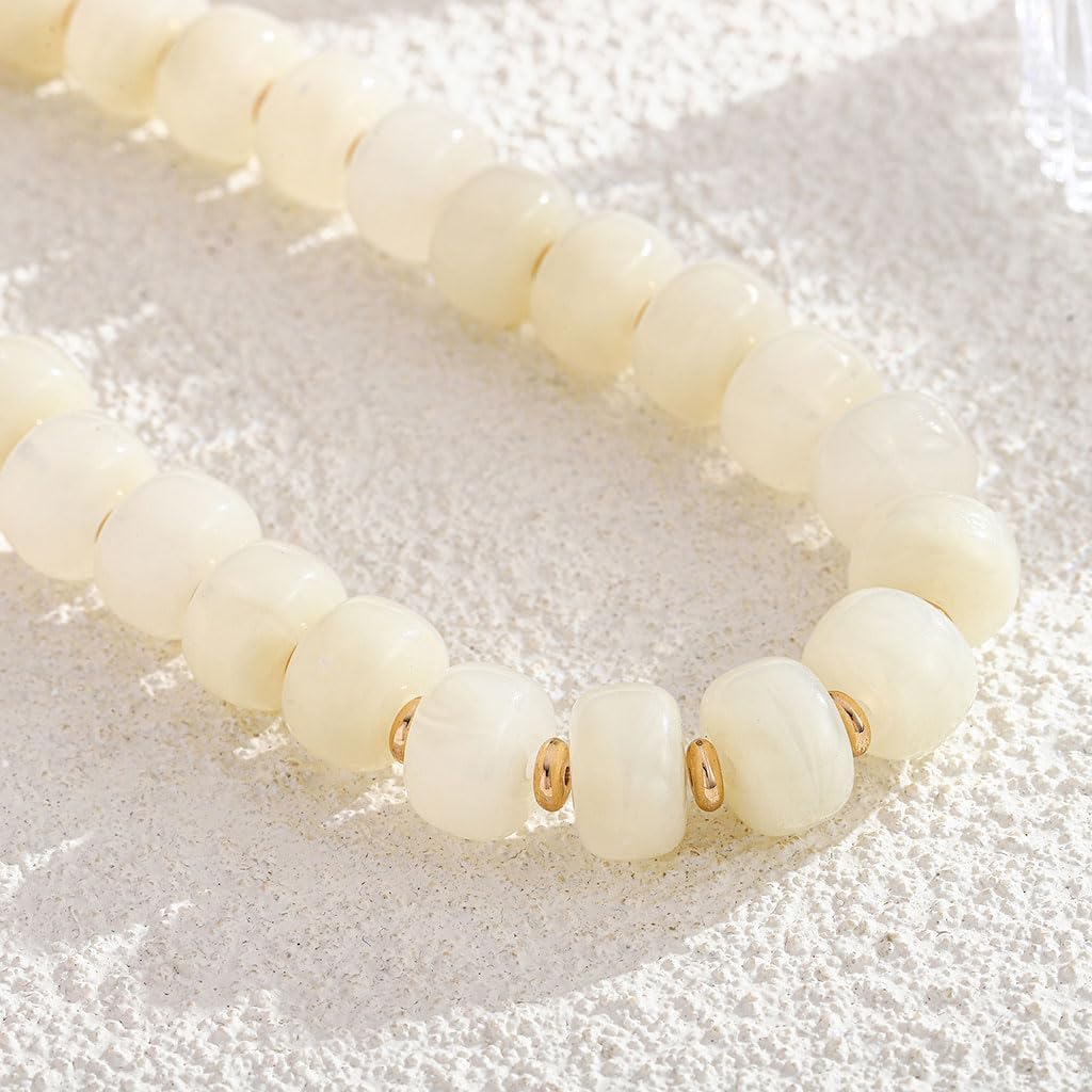 Chunky Beaded Necklace for Women Trendy Multicolor Resin Beads Choker Necklaces Boho Summer Statement Necklace Chunky Heart Jewelry