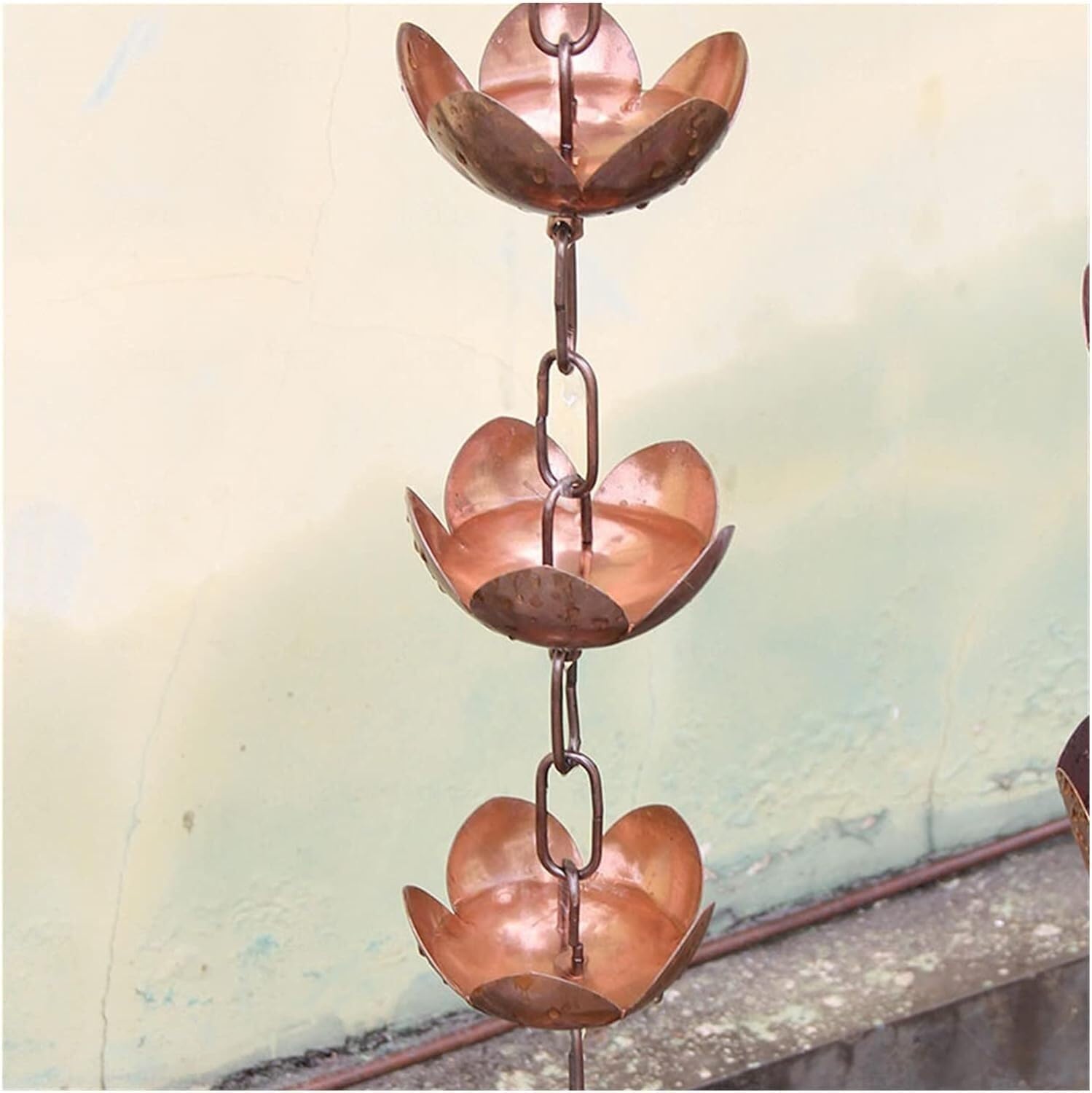 Rain Chains Rain Chain for Downspouts Purple Copper Flower Type Drainage Rain Chain for Heavy Rain Garden Patio Roof Rain Chain