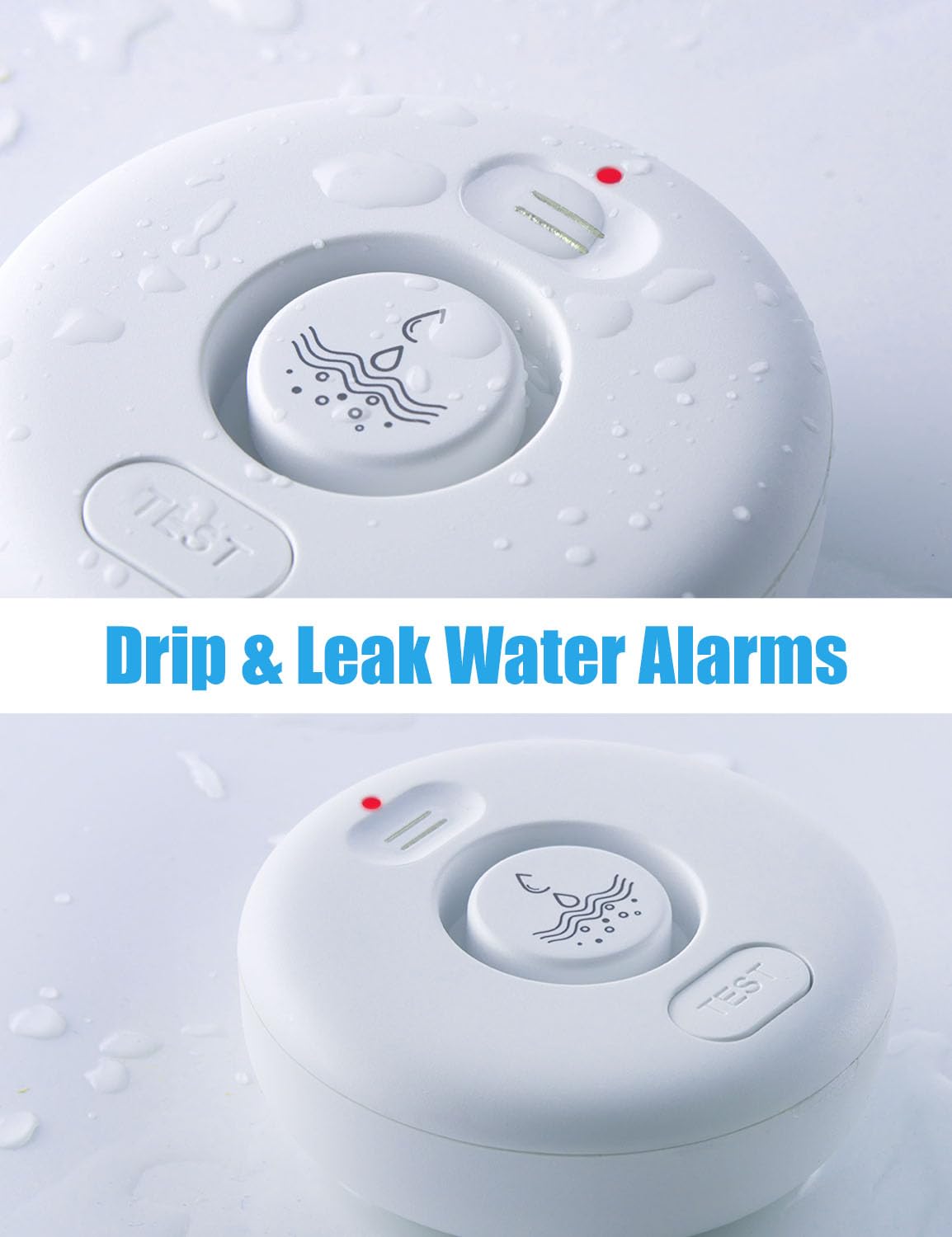 Paquete de 5 detectores de alarma de fugas de agua, sensor de agua de alerta fuerte de 120 dB, IP66 impermeable, alerta sensible de fugas y goteo, fácil instalación para el hogar, prevención de