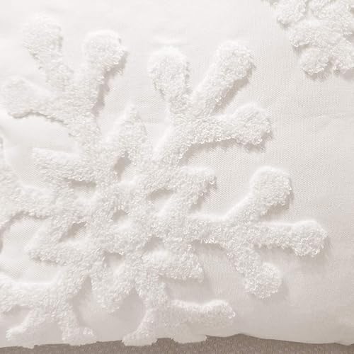 Miniatura 5 de 2 fundas de almohada bordadas de 18 x 18 pulgadas, diseño de copos de nieve caídos de algodón y lino, para el hogar, sofá, cama, automóvil,