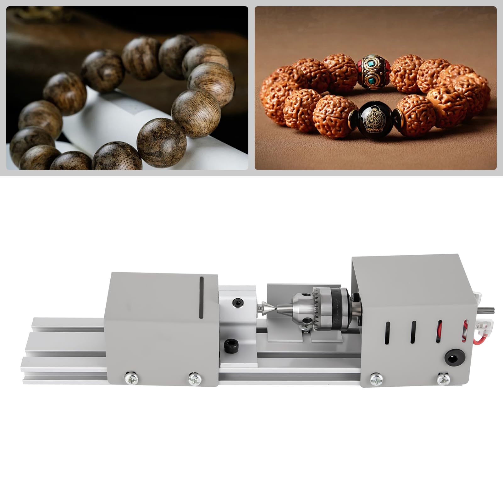 Mini taladro de metal con velocidad de 7 etapas, torno de mesa de precisión para madera/metal, juego de hojas de grabado + protector contra el polvo (taller de bricolaje, pulido, 0-3000 rpm)