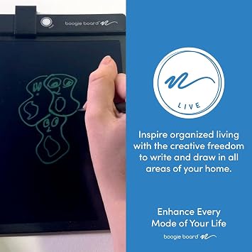Boogie Board Basics لوحة الكتابة القابلة لإعادة الاستخدام - قرص الرسم الرقمي ، لوحة الكتابة LCD مع مسح فوري ، يتضمن قلم Stylus
