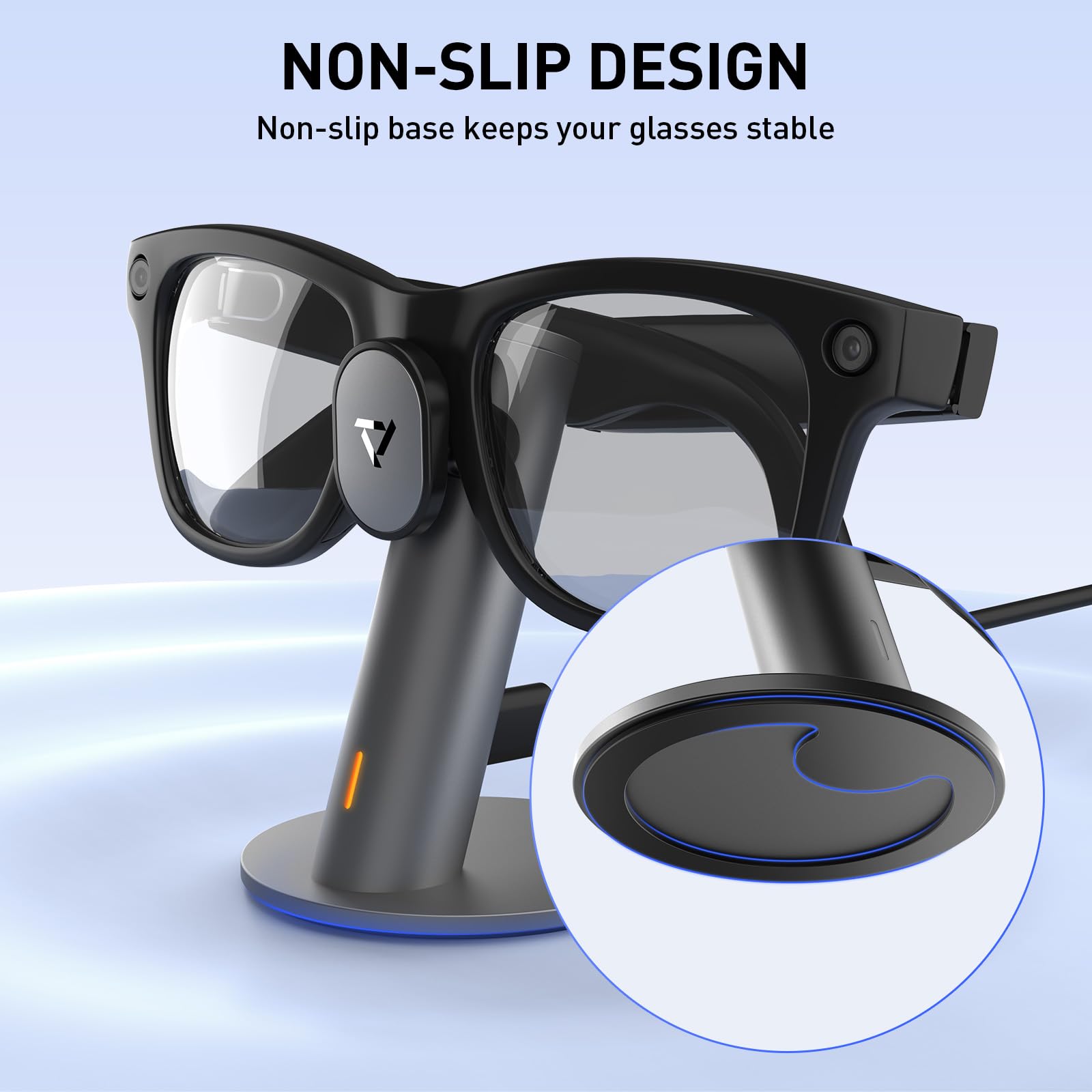 PRISMXR Stazione di ricarica in alluminio Carina S1, base portatile compatibile con accessori per occhiali intelligenti Ray‑Ban Meta, per Wayfarer/Headliner/Skyler (Gen 1 e 2) - Grigio