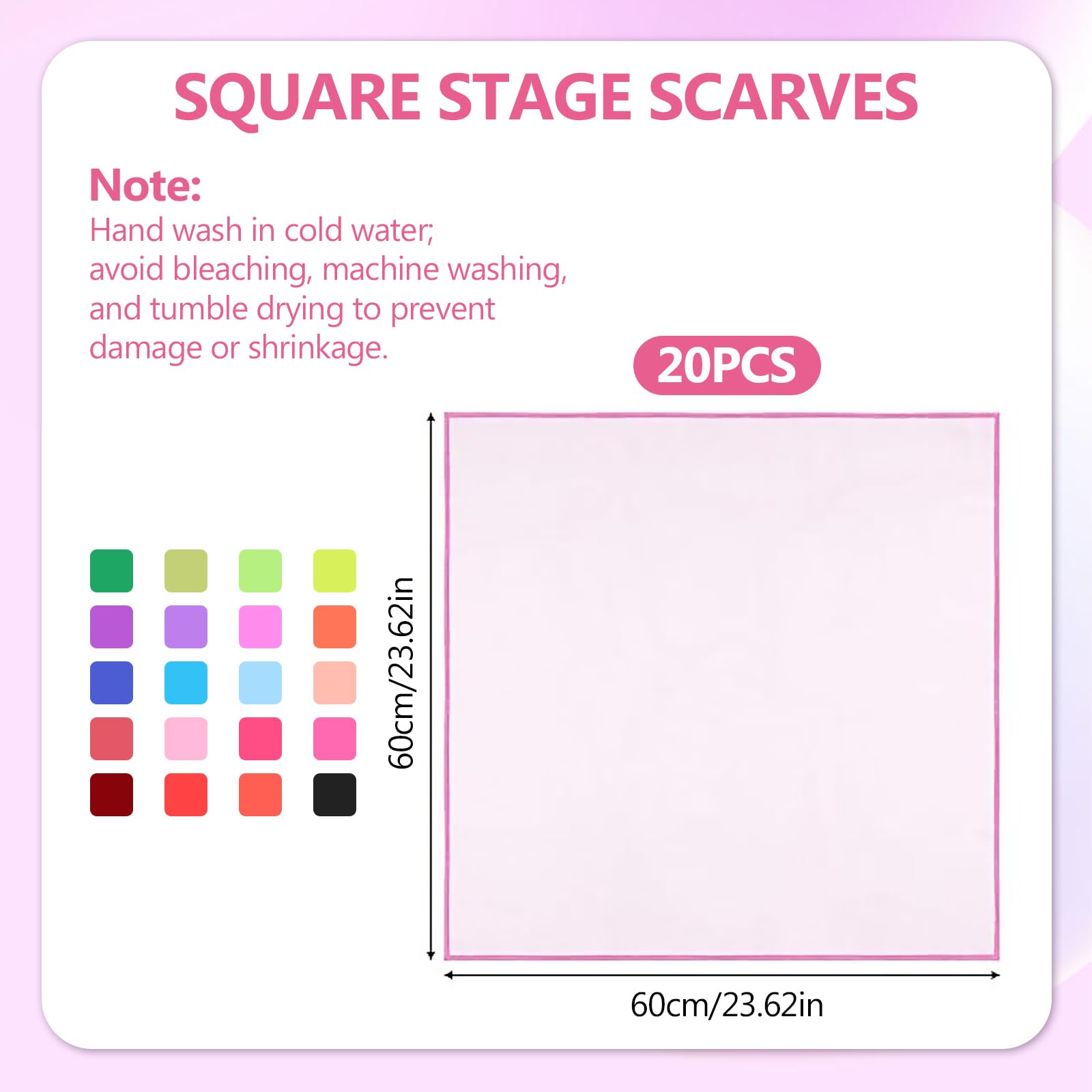 Pañuelos de Malabares Multicolores 60x60cm para Danza Espectáculo Infantil 20 Piezas