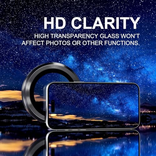 Image of Choiche Camera Lens Protector Compatible for iPhone 17 Pro 6.3-Inch and iPhone 17 Pro Max 6.9-Inch - 9H Tempered Glass Camera Cover with Metal Ring Decoration, Scratch-Resistant Screen Protector (Black, HD Clarity, Easy Install)