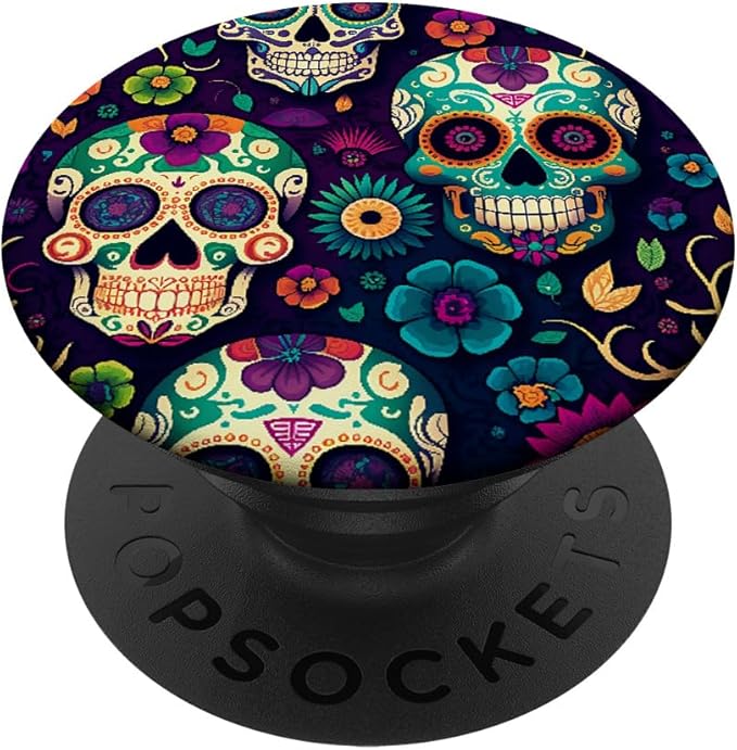 Sugar Skull Floral Pattern Flowers Sugarskull PopSockets Adhesive PopGrip