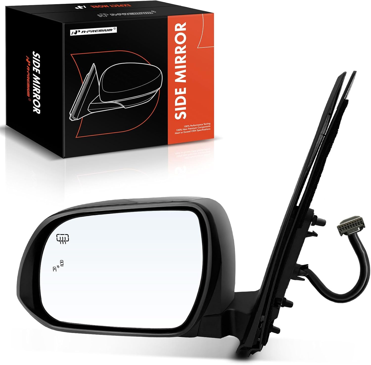 A-Premium Driver Side Power Door Mirror - Compatible with Toyota Sienna 2013-2017 - Heated Power Folding Black Smooth Outside Rear View Mirror w/Turn Signal Puddle Light and Blind Spot Detection