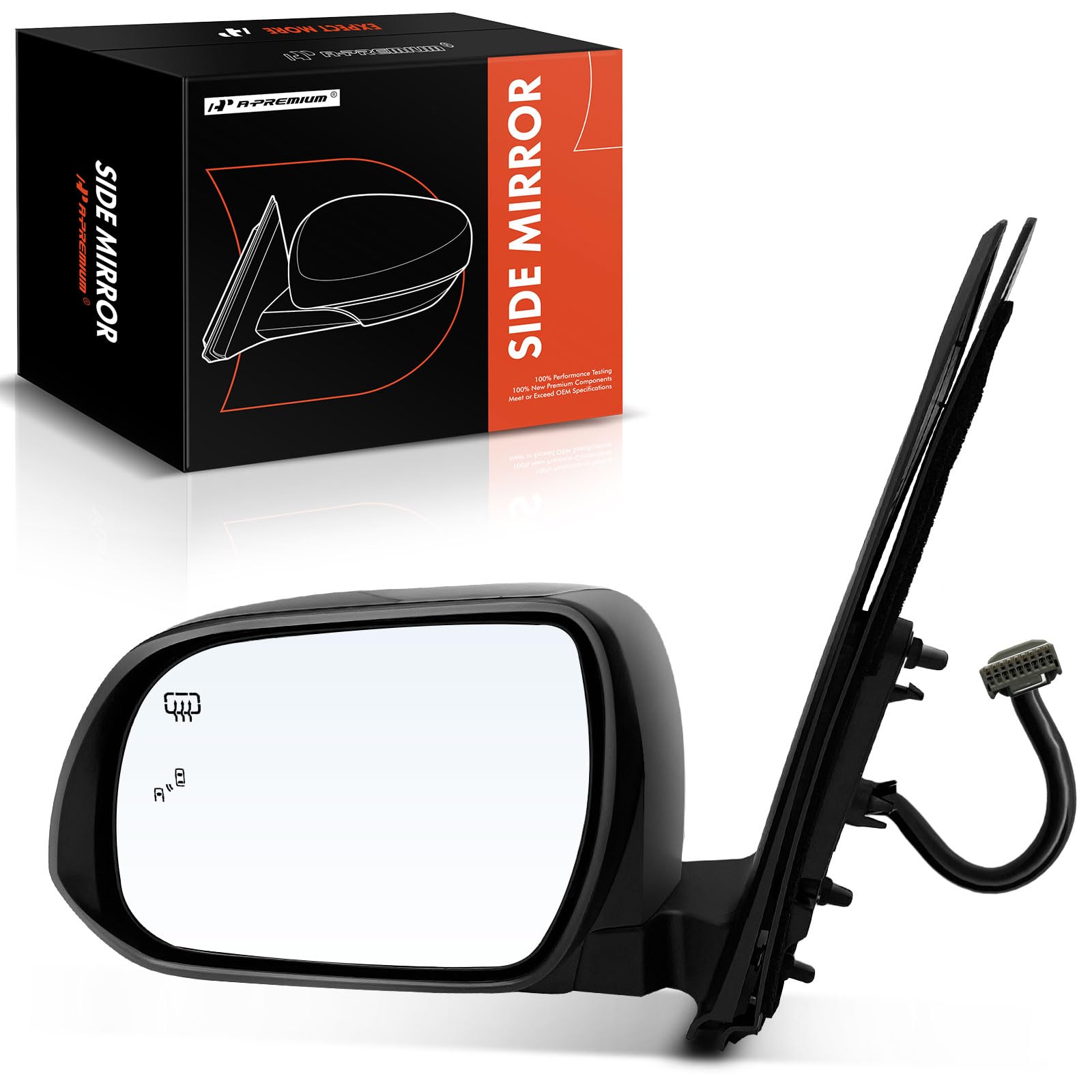A-Premium Driver Side Power Door Mirror - Compatible with Toyota Sienna 2013-2017 - Heated Power Folding Black Smooth Outside Rear View Mirror w/Turn