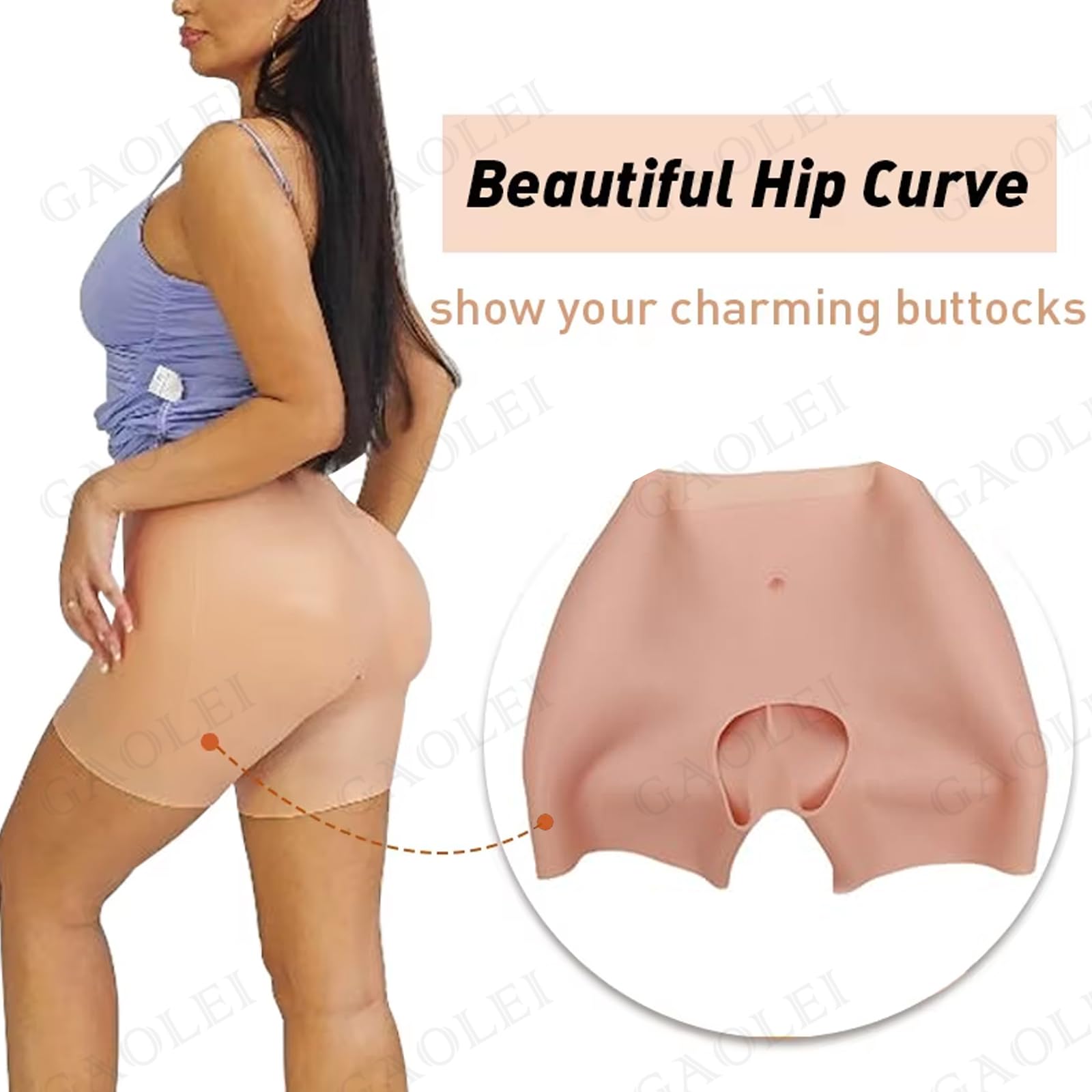 Adima Silikon Fake Butt Hose Offener Schritt Gesäß Shaper Control Shorts Hüftverstärker Höschen Fake Ass für Frauen