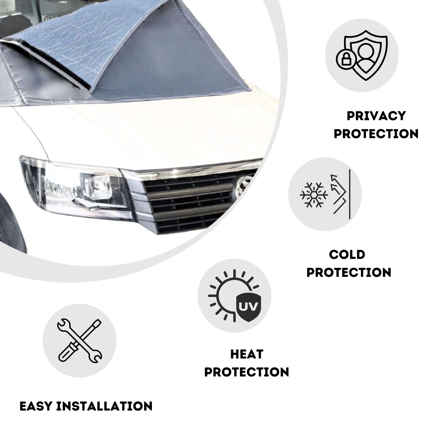 Marvix Externe Thermomatte Wohnmobil Silber Abdeckung Luxus Frontscheiben-Isolierung Verdunkelungsblende für VW Crafter/Grand California & Man TGE ab 2018