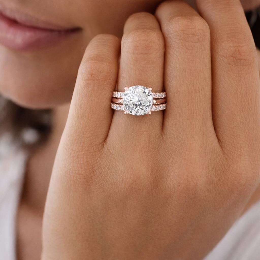 1-5 Ct Round Cut IGI Certified Lab Grown Elegant Swirl Pavé Ring for Women, Rose Gold Bypass Design, Anniversary & Promise Ring for her Elegant Promise Ring Gift for Her