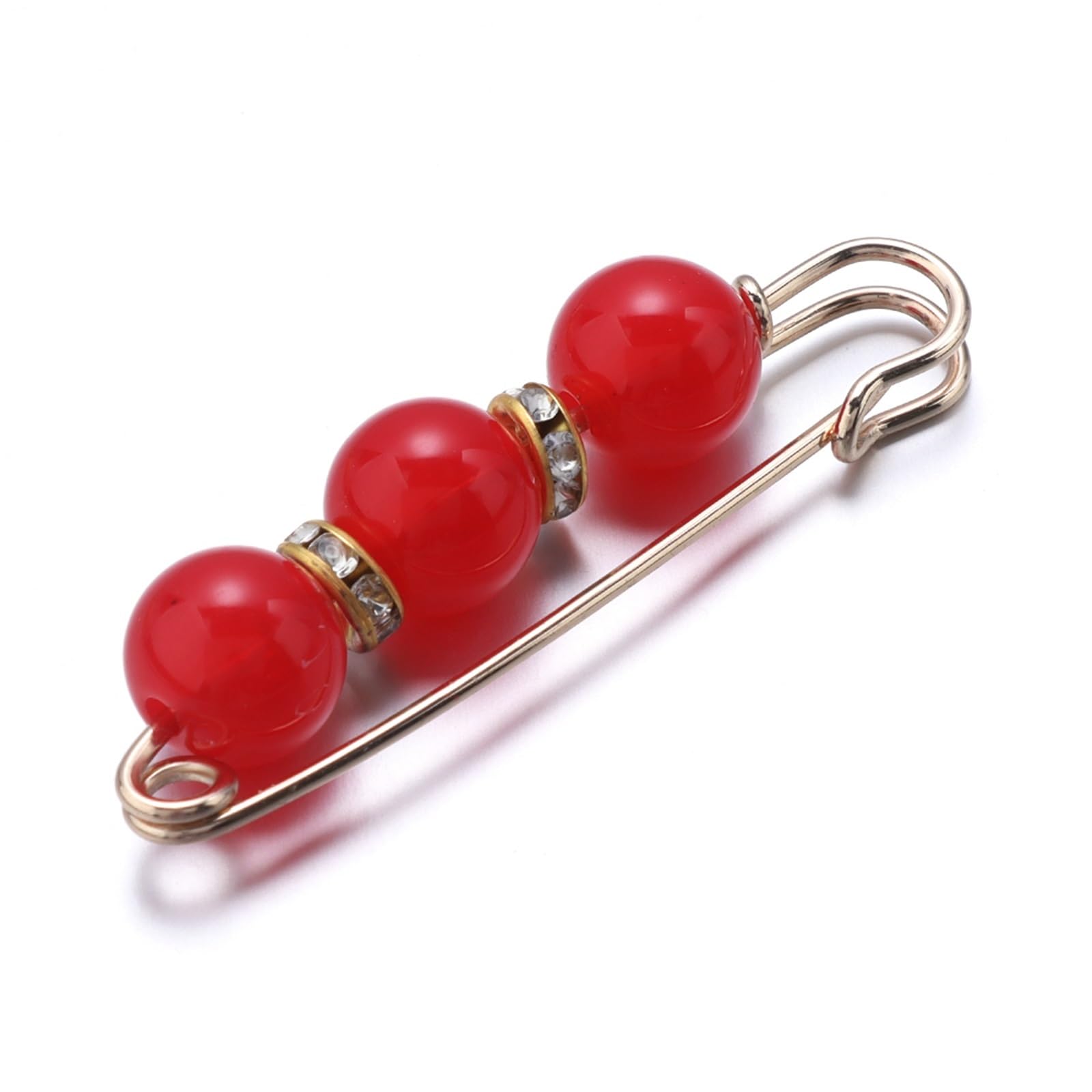 Decorative Safety Pins 30pcs Imitation Pearl Rhinestone Brooch Fashion Tightening Safety Pins For Women Clothing Decoration Pants Waist Pins Accessories for Clothes(Red)