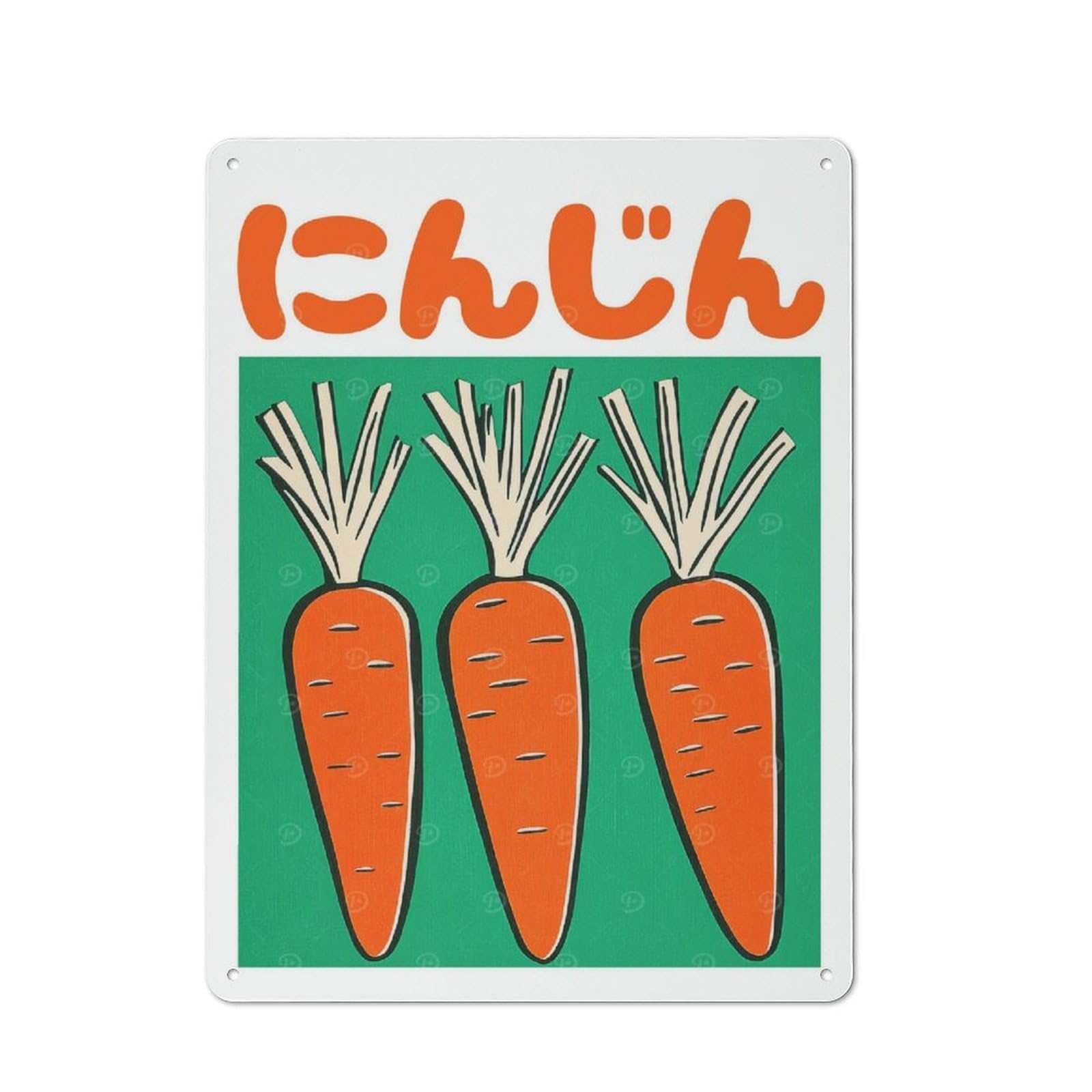 Junmoney Style-16 Tin Wall Plaque 40X30cm With Retro Carrot Japanese Art Print For Guest Room Or Hallway, For Garage, Workshop And Man Cave Decoration