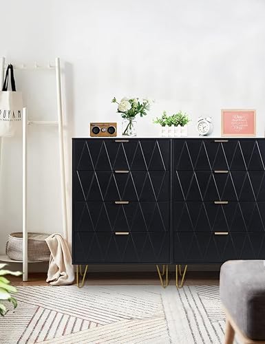 Miniatura 8 de Anbuy Cómoda de mármol blanco con 4 cajones para dormitorio, cajón superior de mármol sintético con asas doradas para dormitorio, sala de estar,