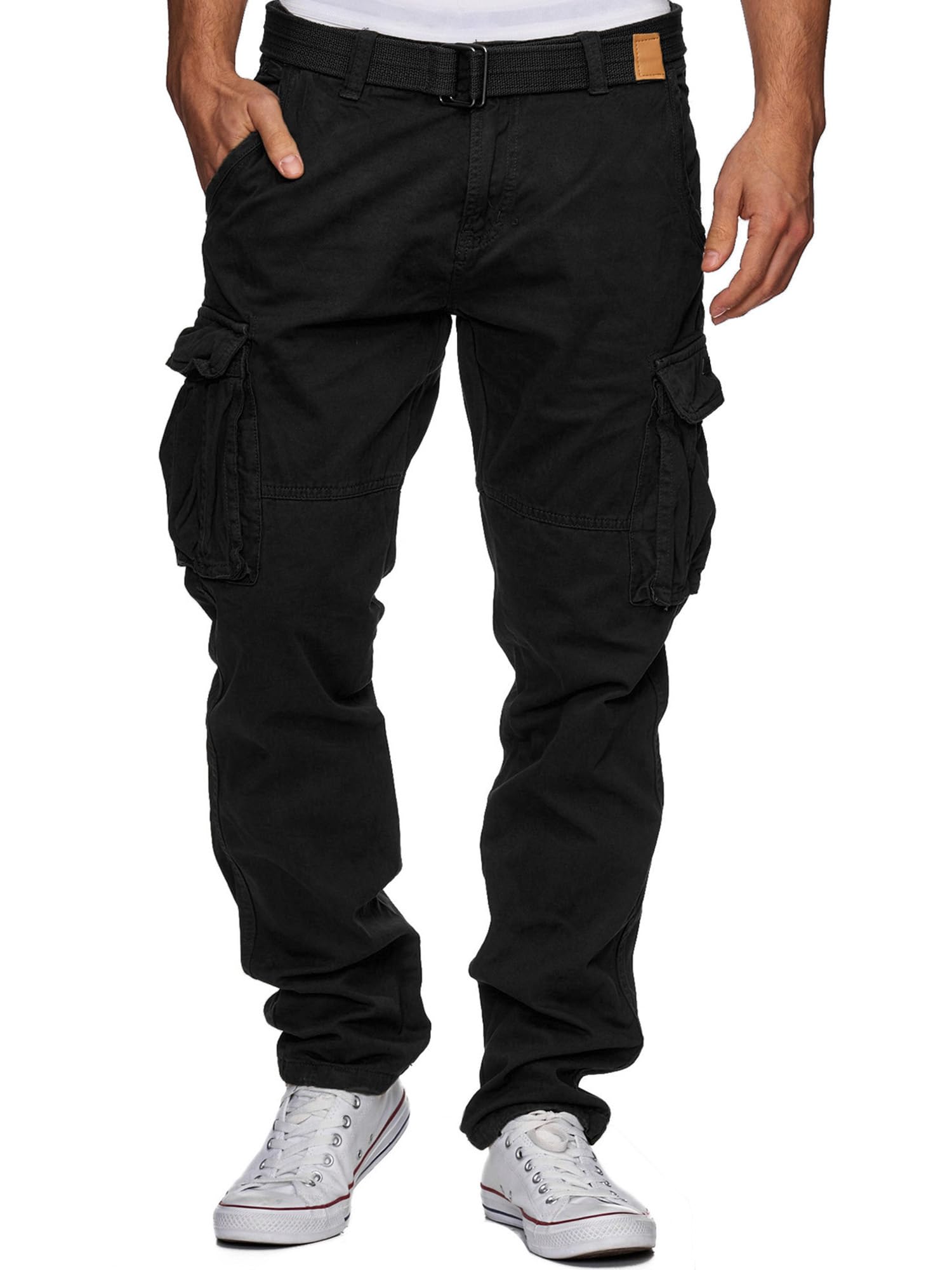 Indicode Uomini William Cargo Pants | Pantaloni Cargo in Cotone con 7 Tasche Incluso Cintura