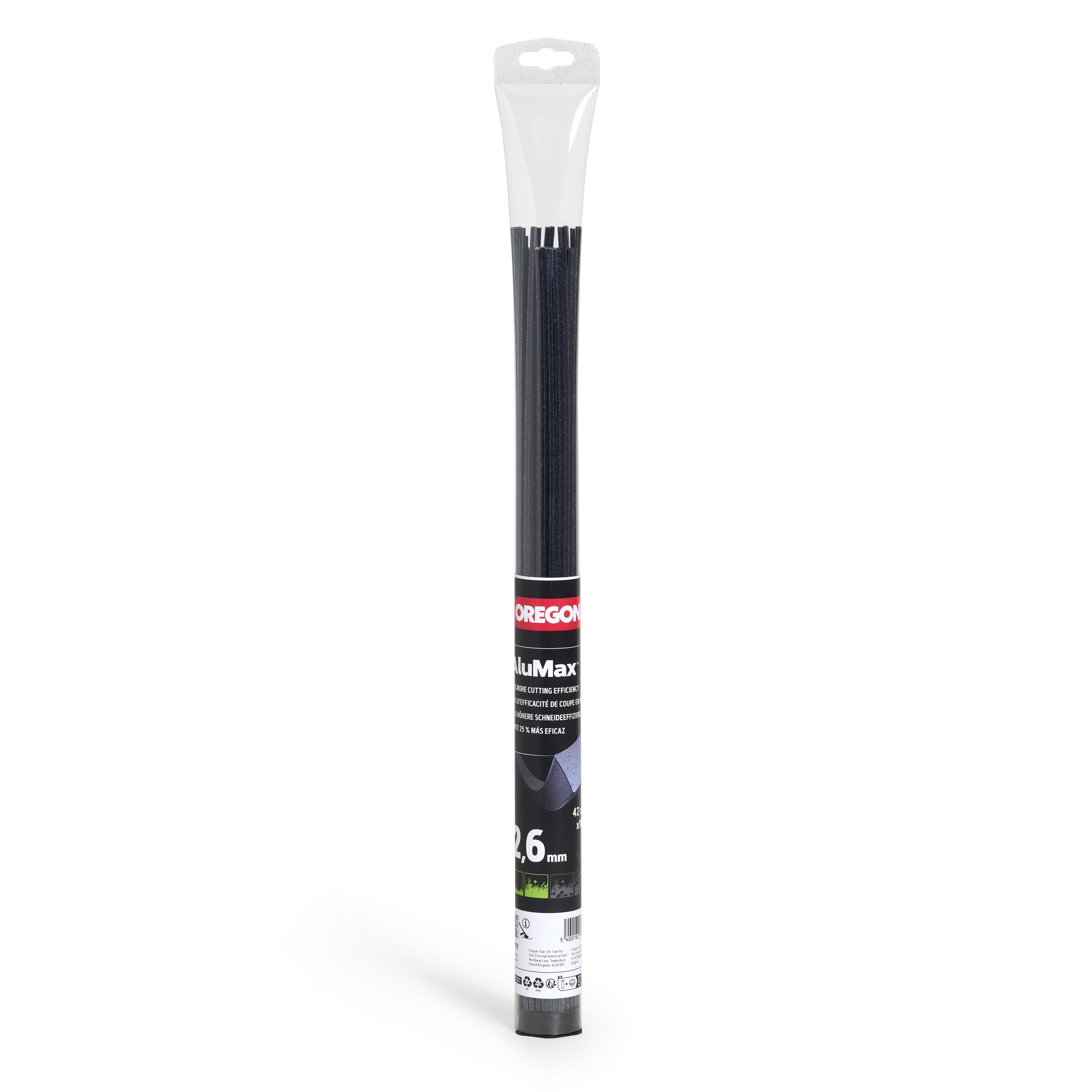 Oregon Hilo Cuadrado de Corte para Desbrozadora 2.55mm, Hierba, Maleza, Vegetación y más, Hilo de Nylon de Gran Resistencia, Compatible con la Mayoría de Modelos Estándar, 2.55mm x 42cm 100x (295371E)